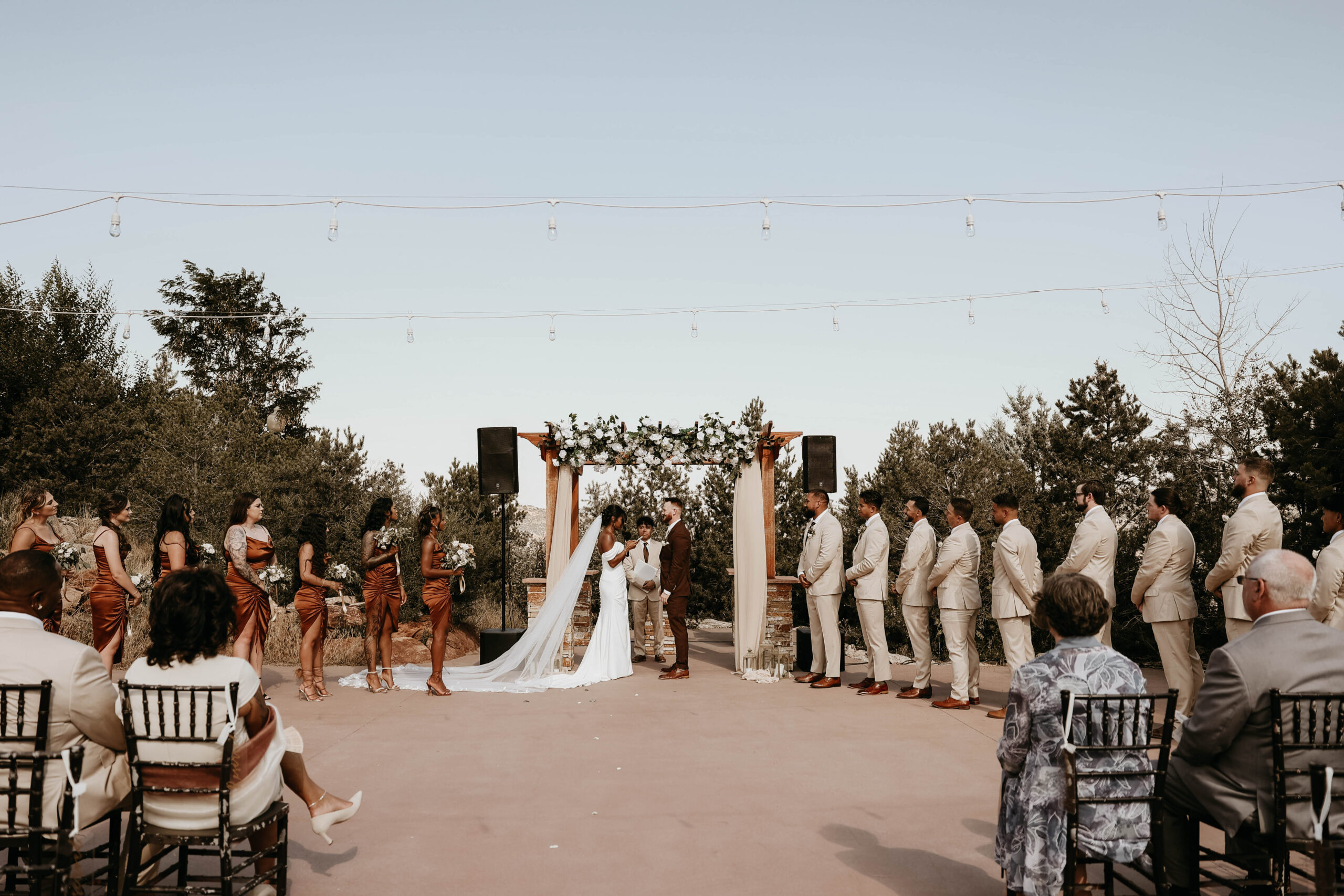 whole bridal party at the altar for ceremony 