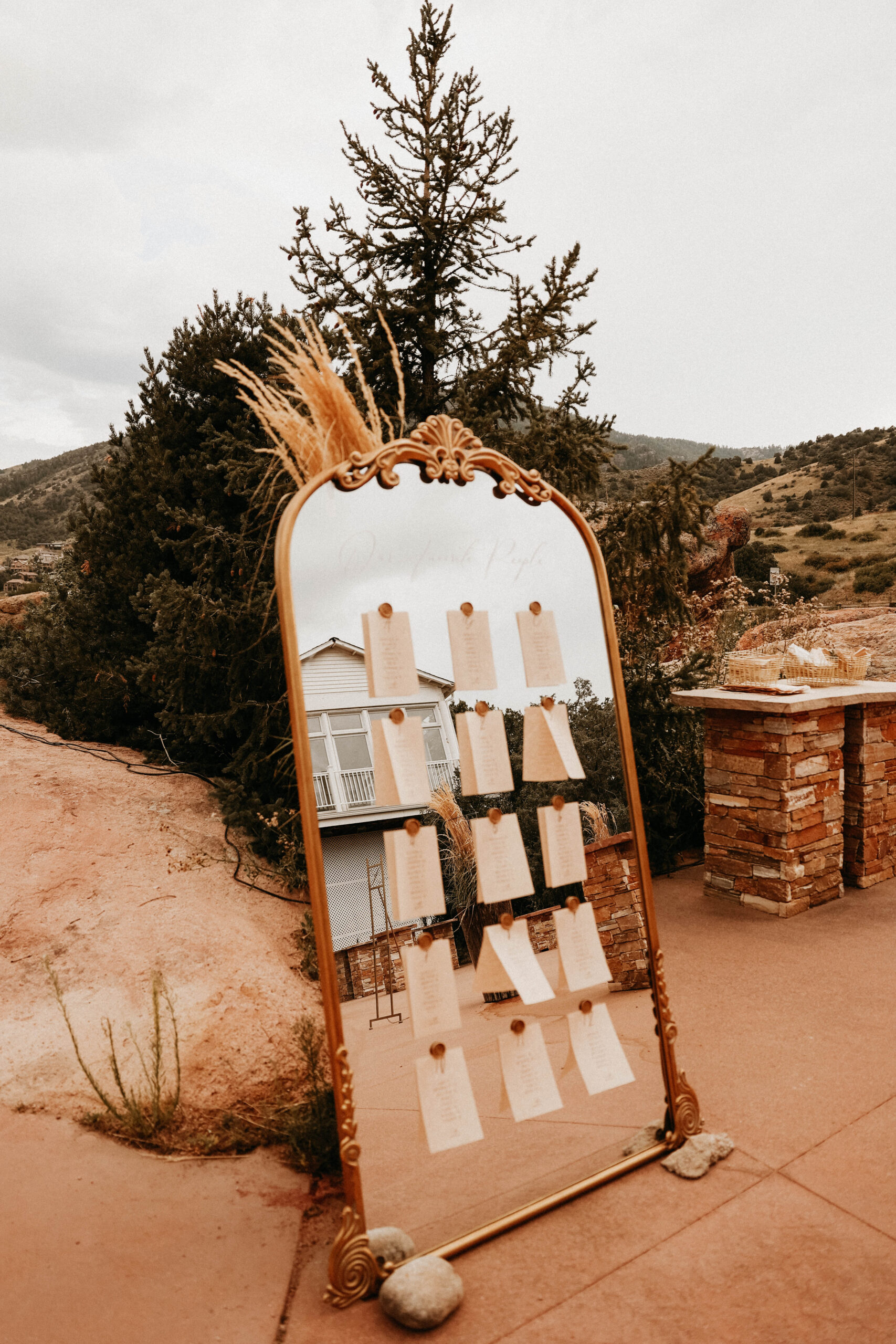 boho decor at outdoor wedding in Colorado