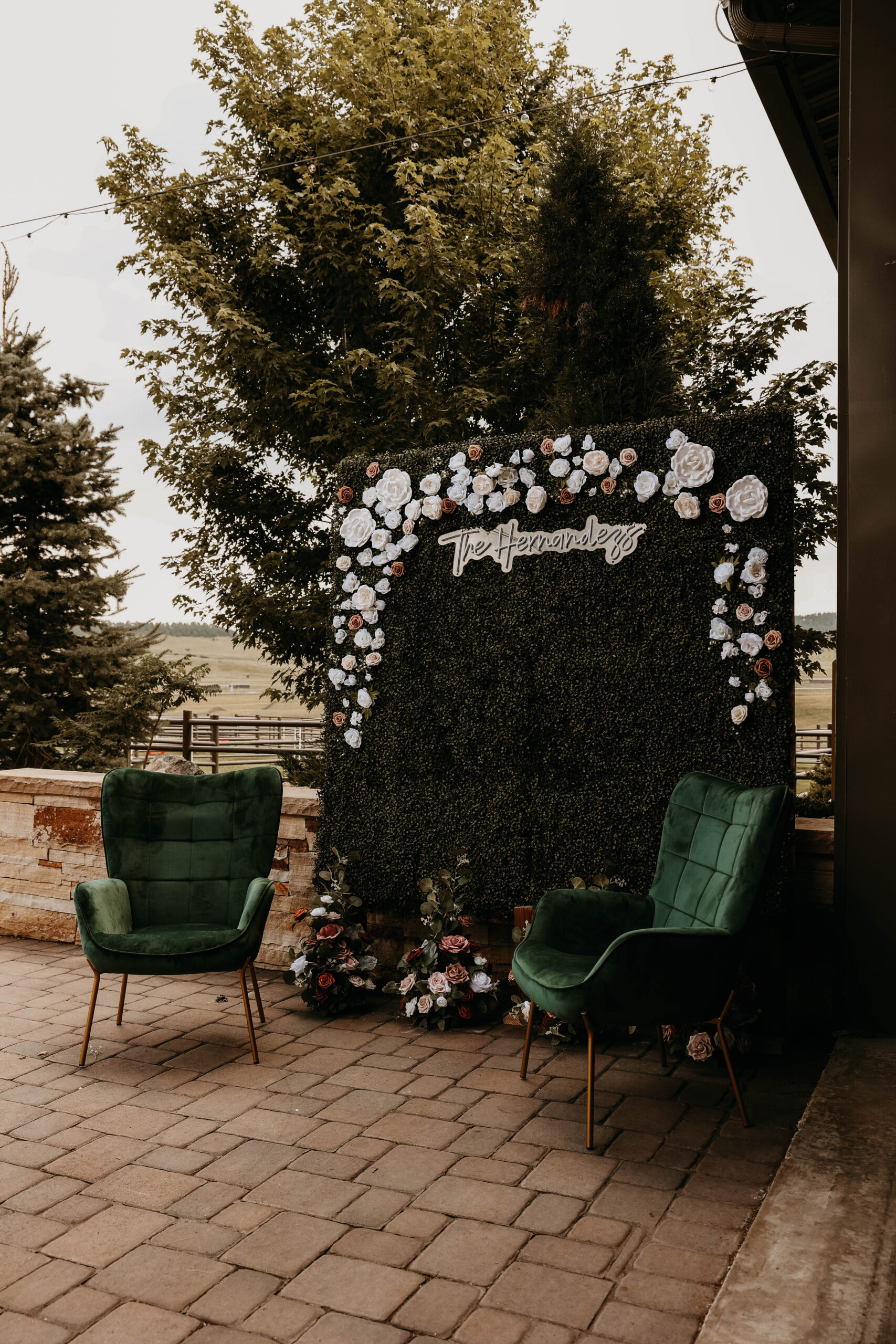 chairs and backdrop at Spruce Mountain Ranch Wedding 