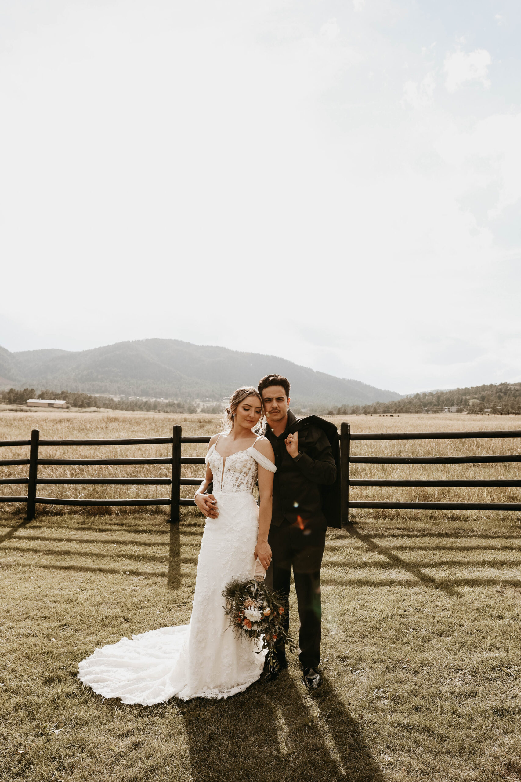 wedding couple portrait at Spruce Mountain Ranch Wedding 