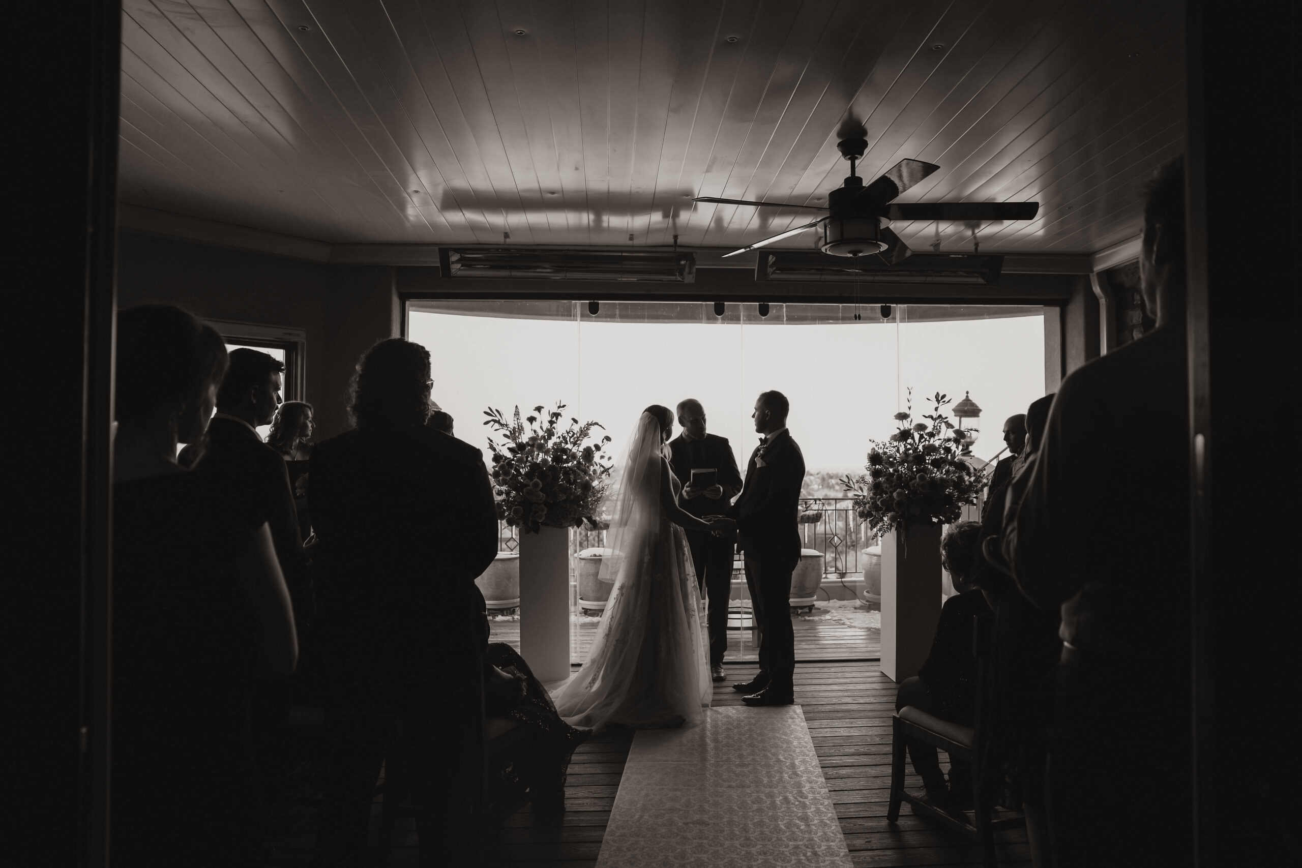 bridal couple at the altar during their Colorado micro wedding ceremony 