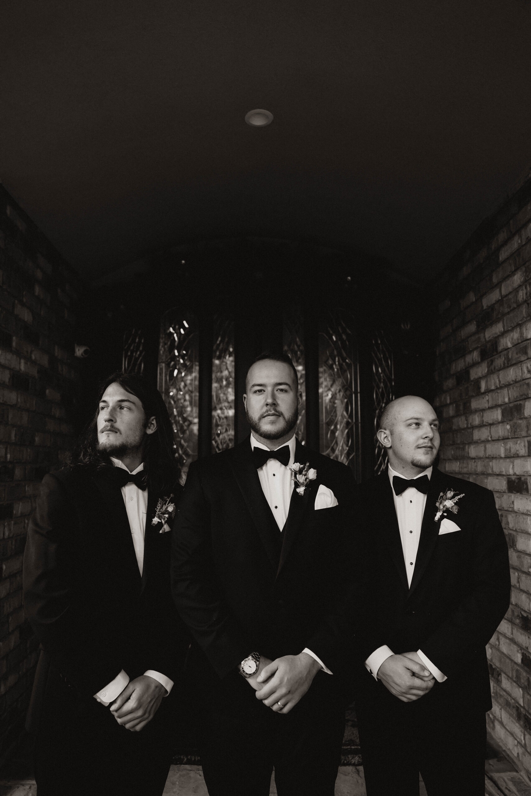 more serious photo of groom and groomsmen 