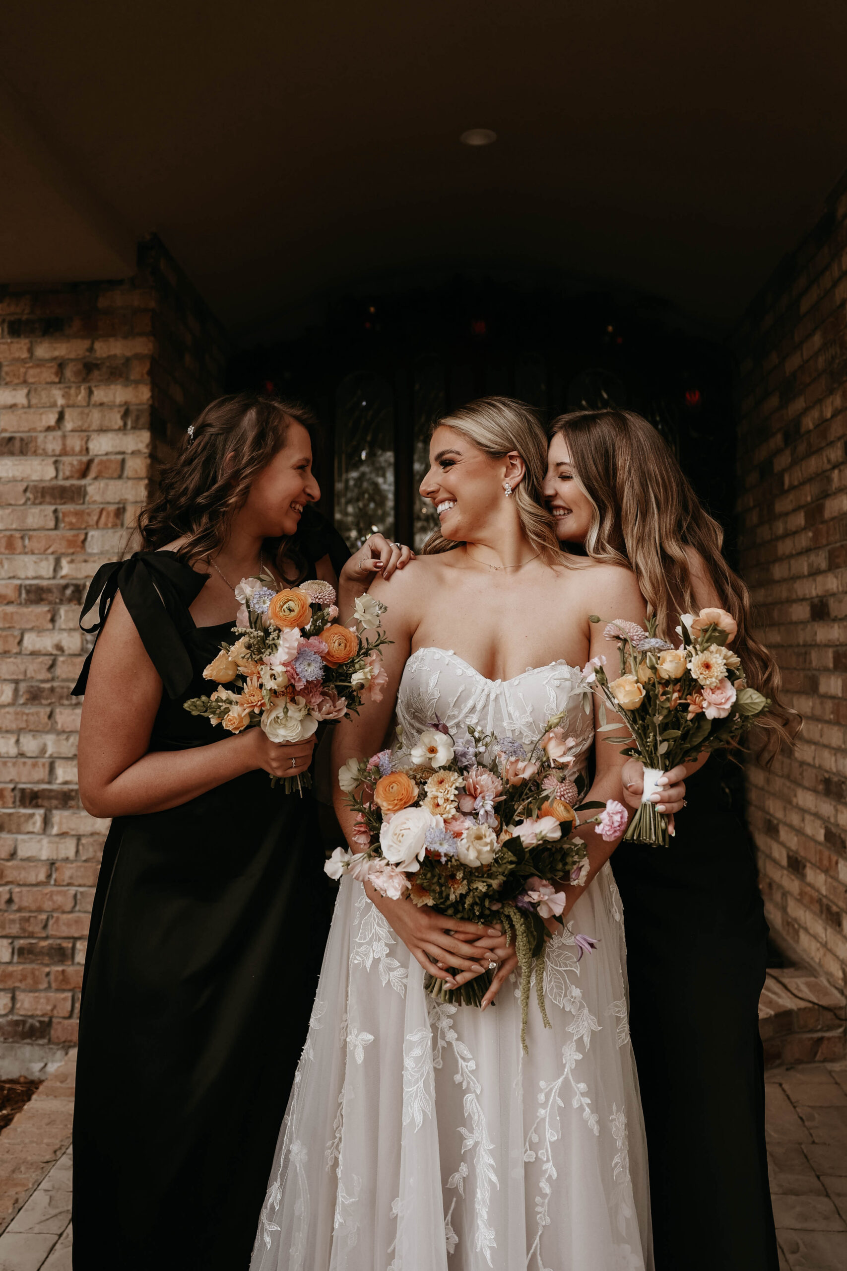 bride and two bridesmaids 