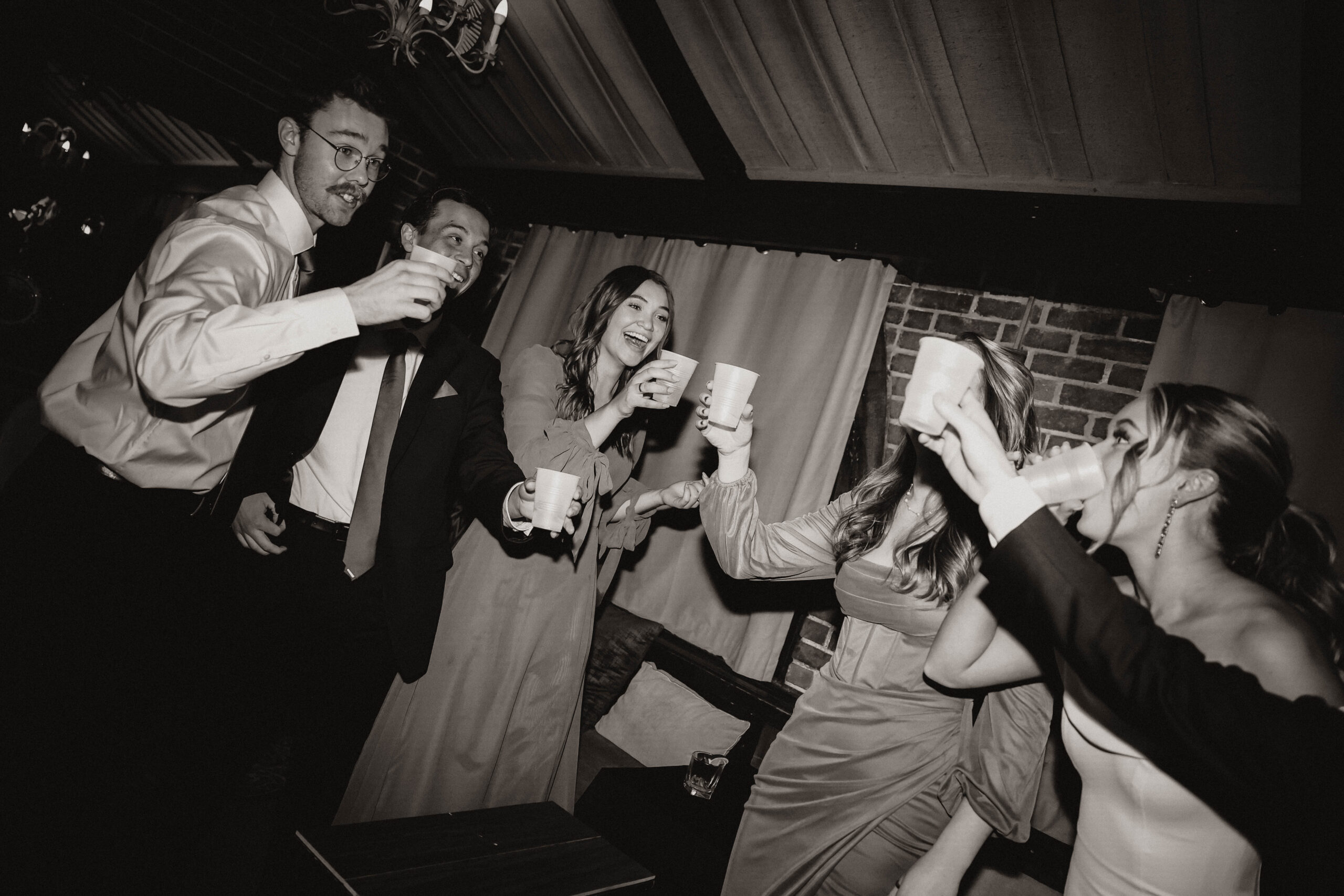 wedding party toasting 
