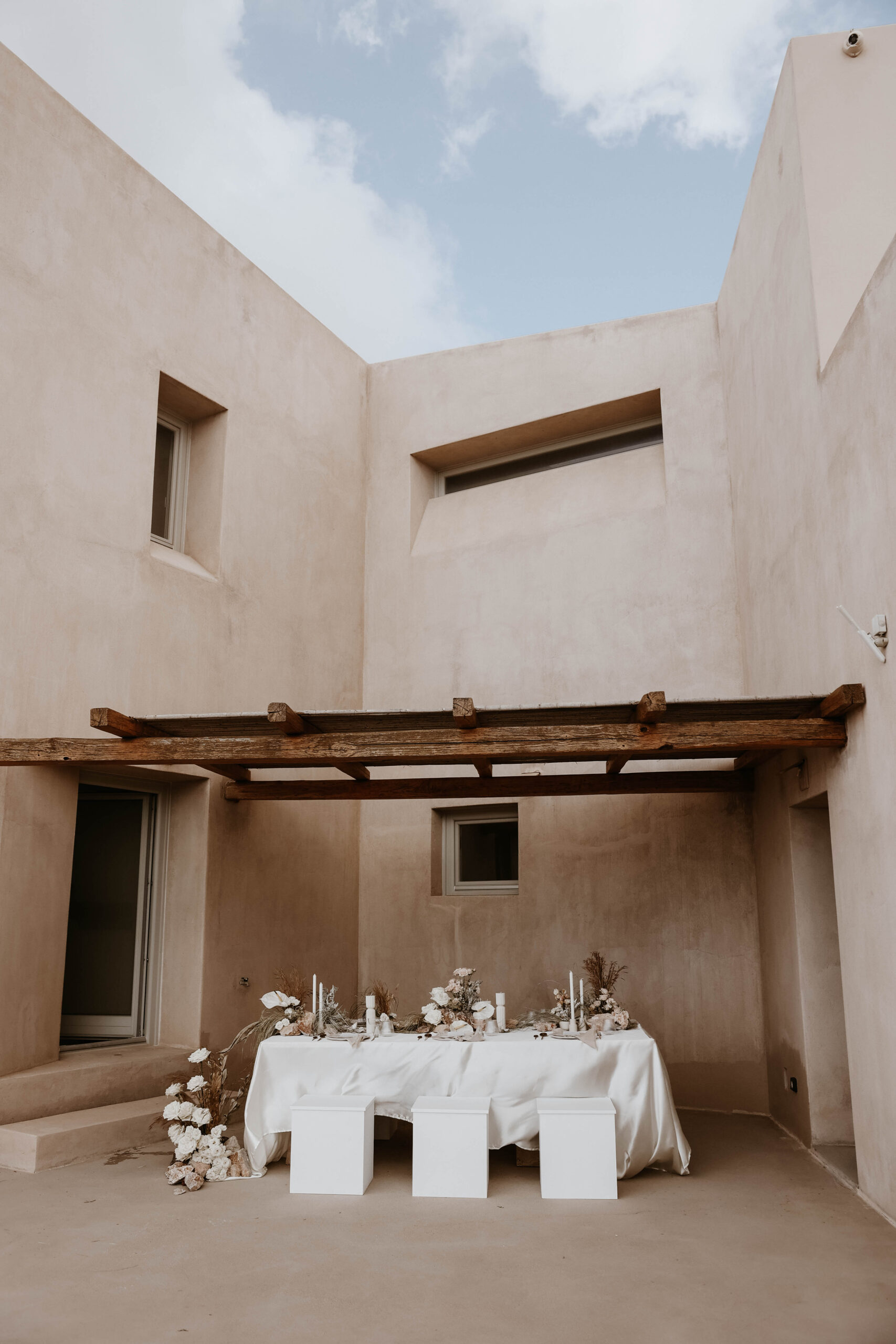 Santorini Greece elopement table at villa 