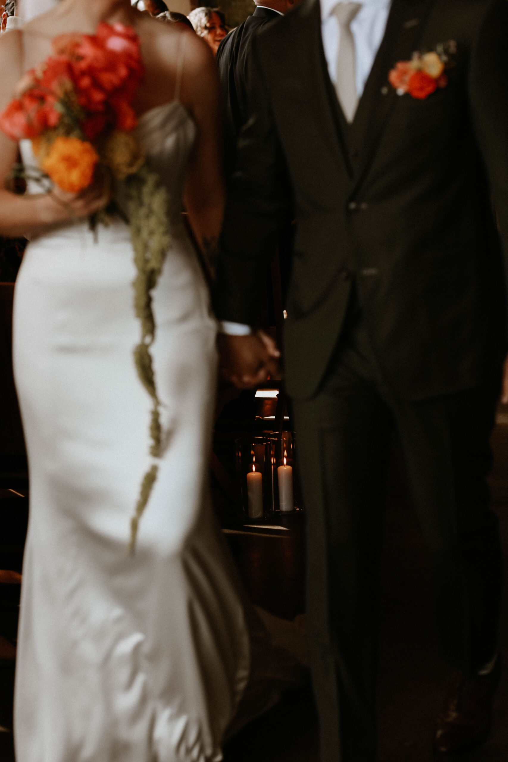 blurry bride and groom portrait 