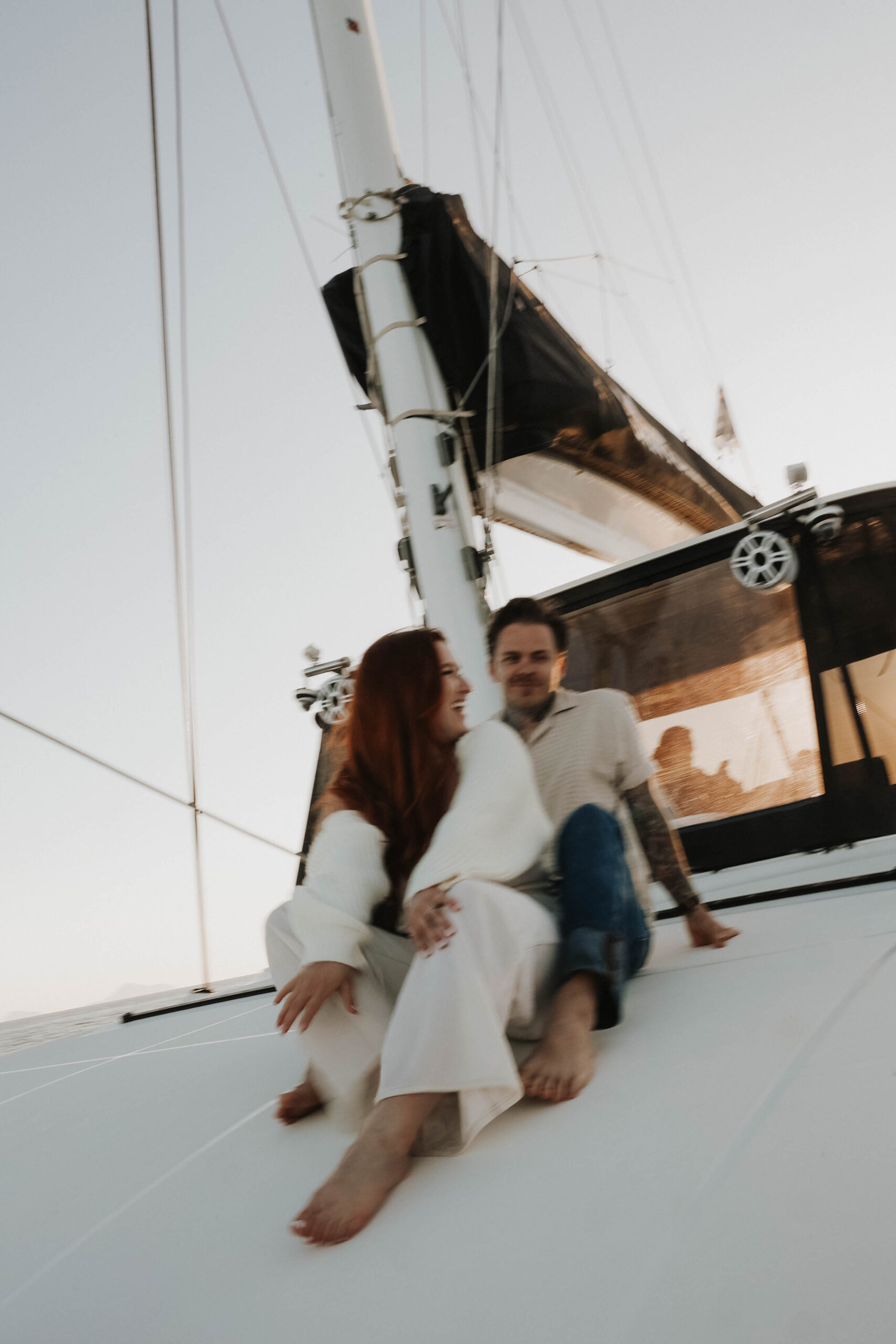 a couple laughing together during their Greece couples session