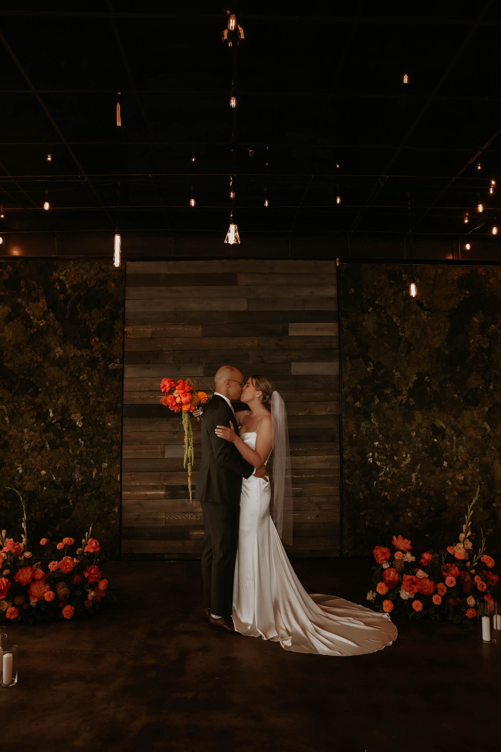 bride and groom kissing portrait at one of the most perfect Denver Colorado venues