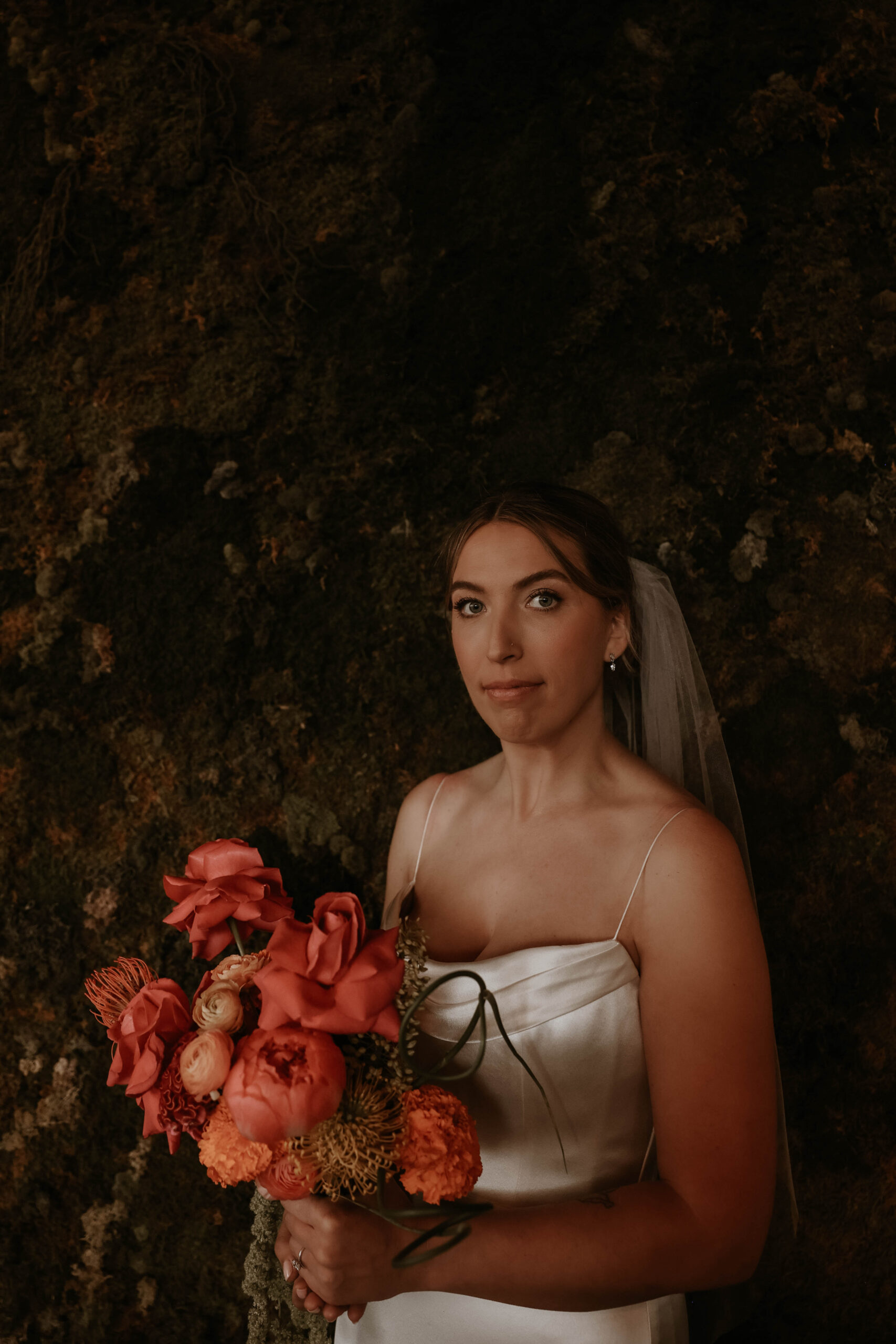 bridal portrait by the moss wall at one of the most perfect Denver Colorado venues