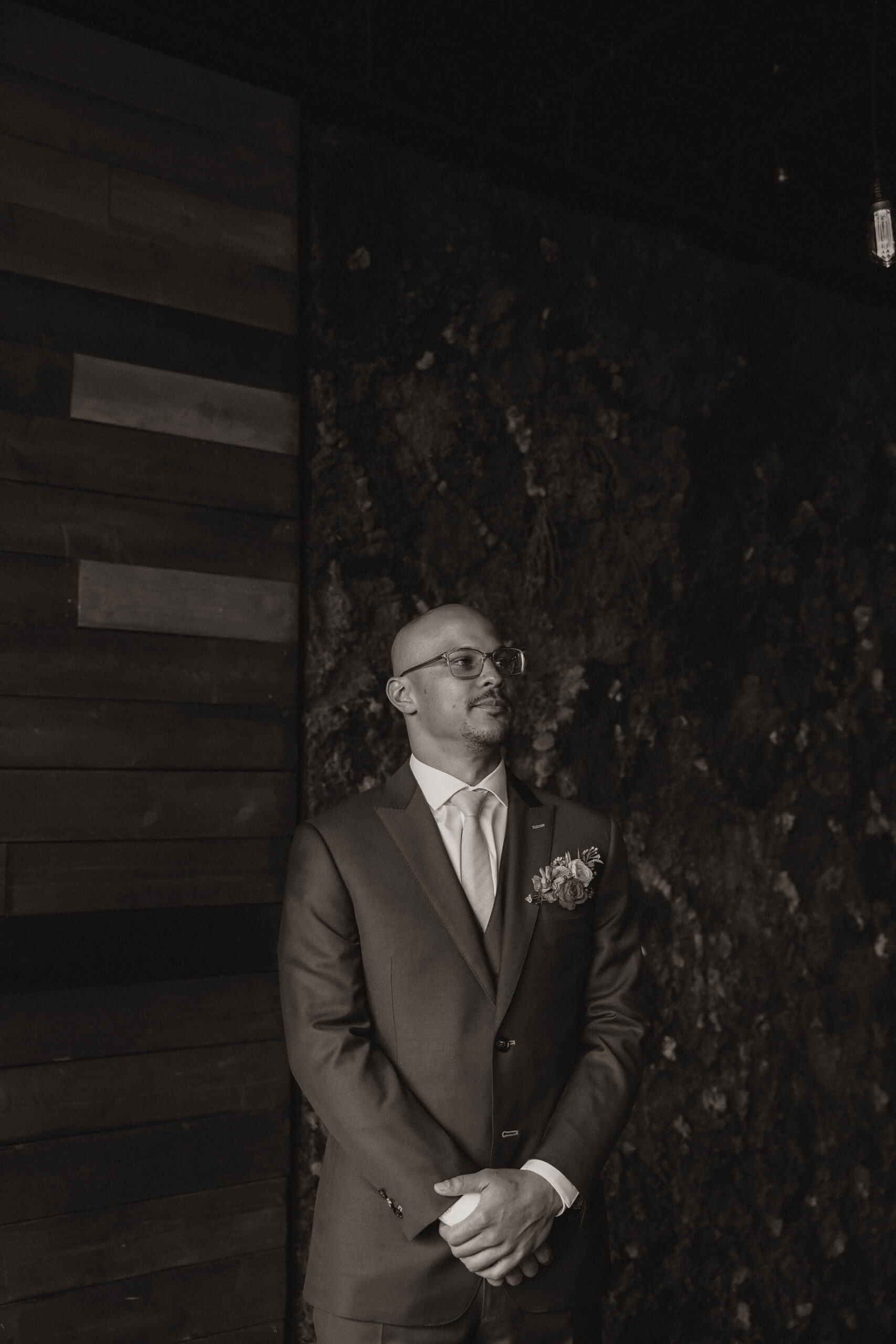 groom standing at the altar waiting for bride at one of the most perfect Denver Colorado venues