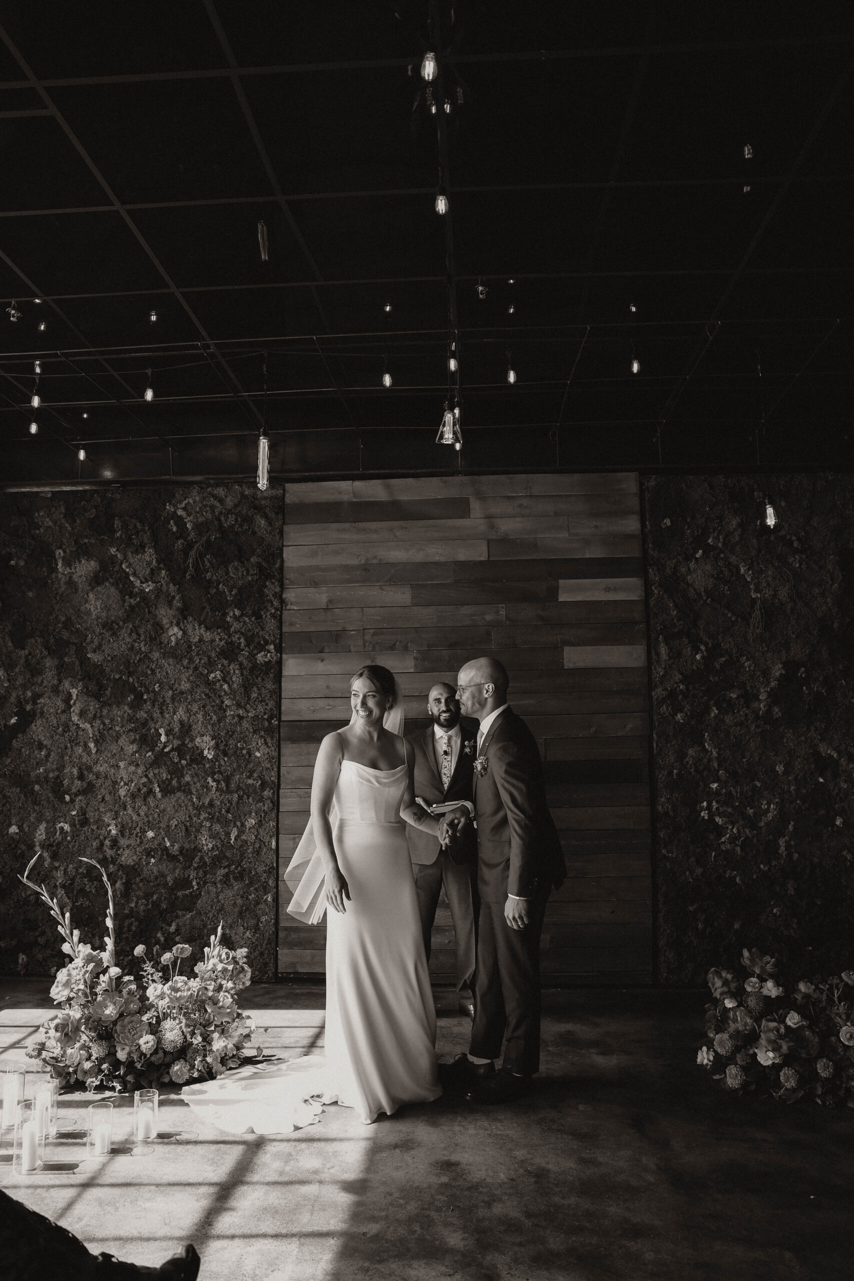 candid of bride and groom during the ceremony 