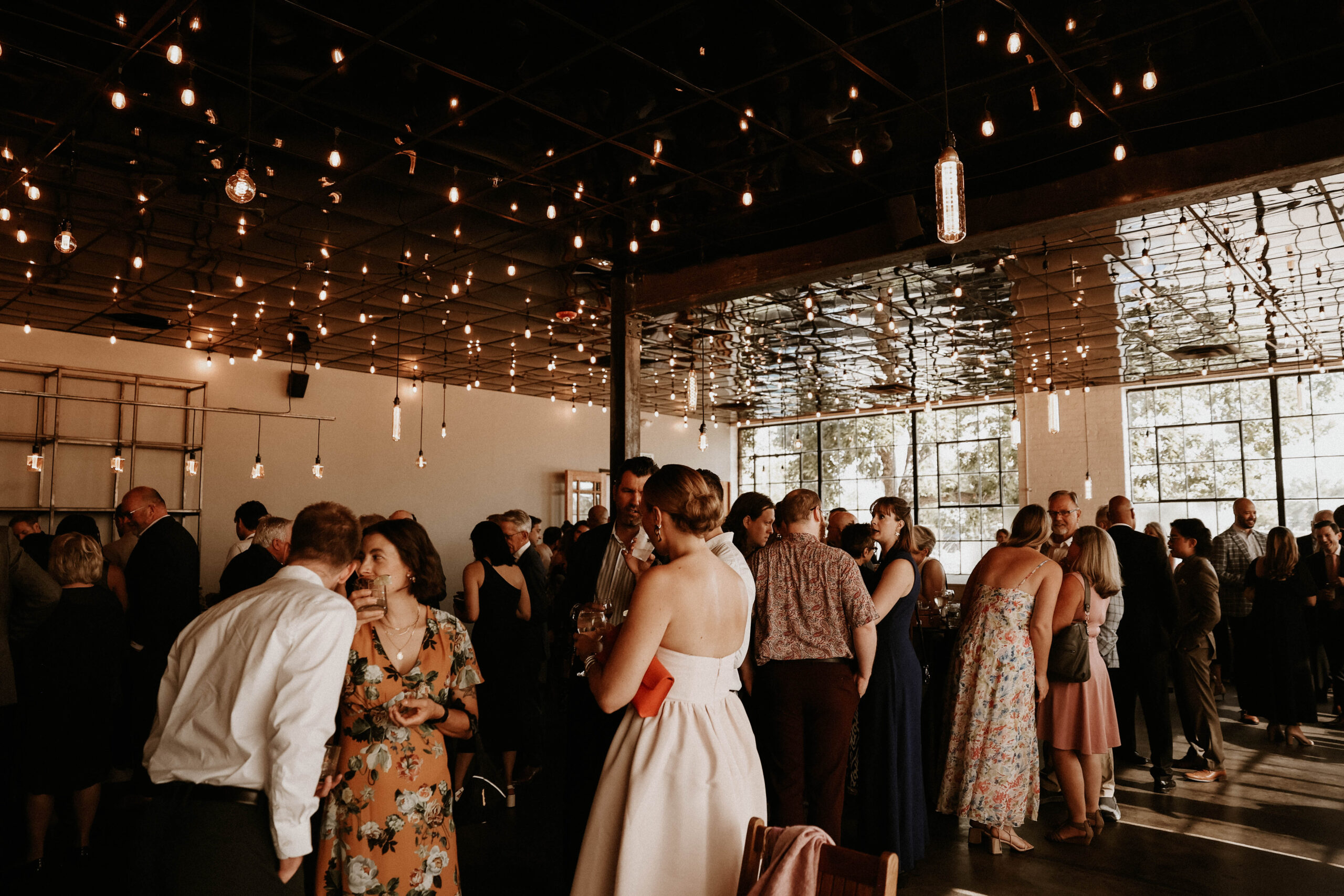 guests standing at the reception at one of the most perfect Denver Colorado venues