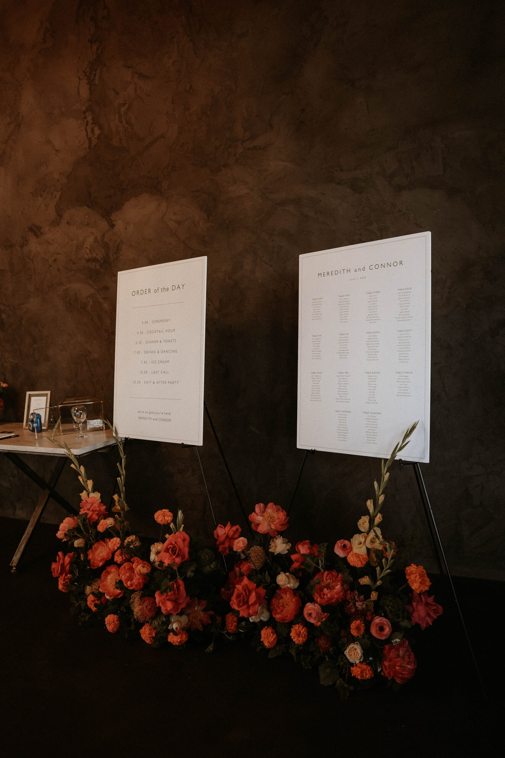 wedding reception seating chart and florals at one of the most perfect Denver Colorado venues