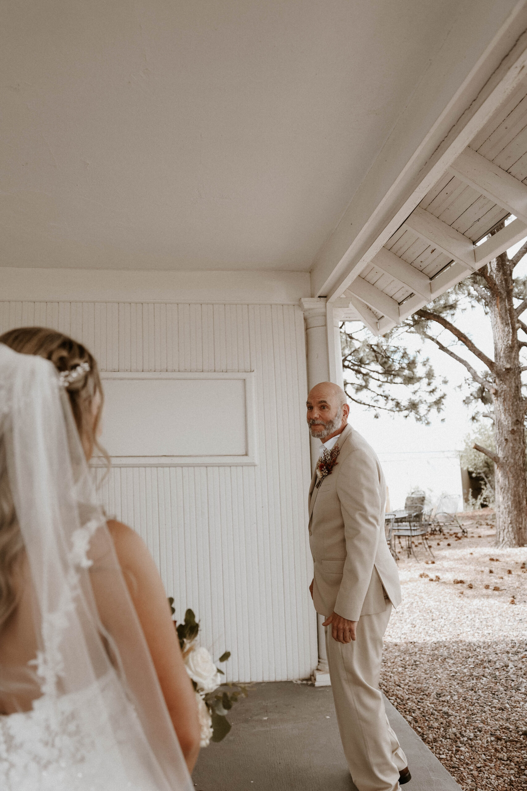 first look with bride and her dad