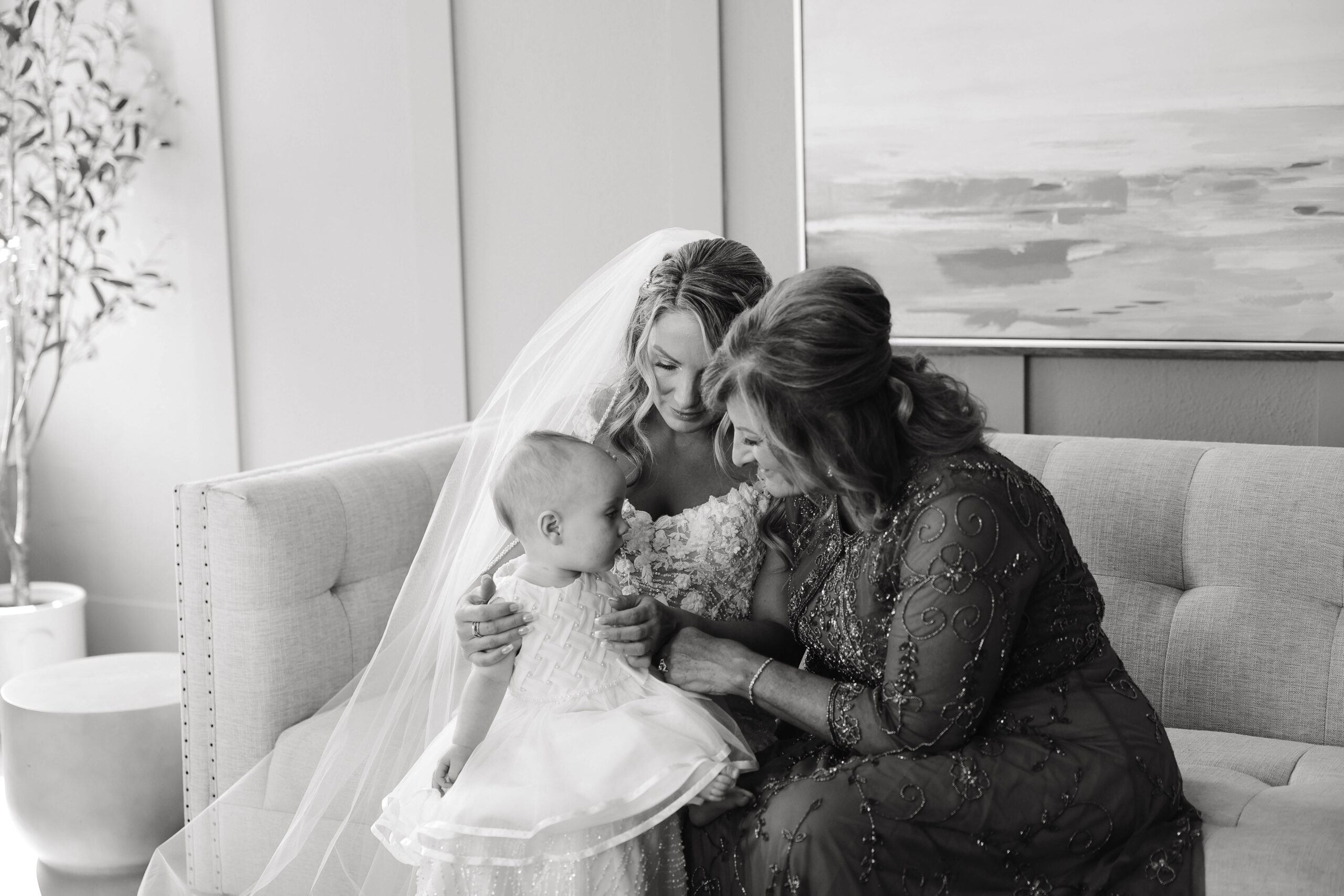 bride and her daughter and mom 