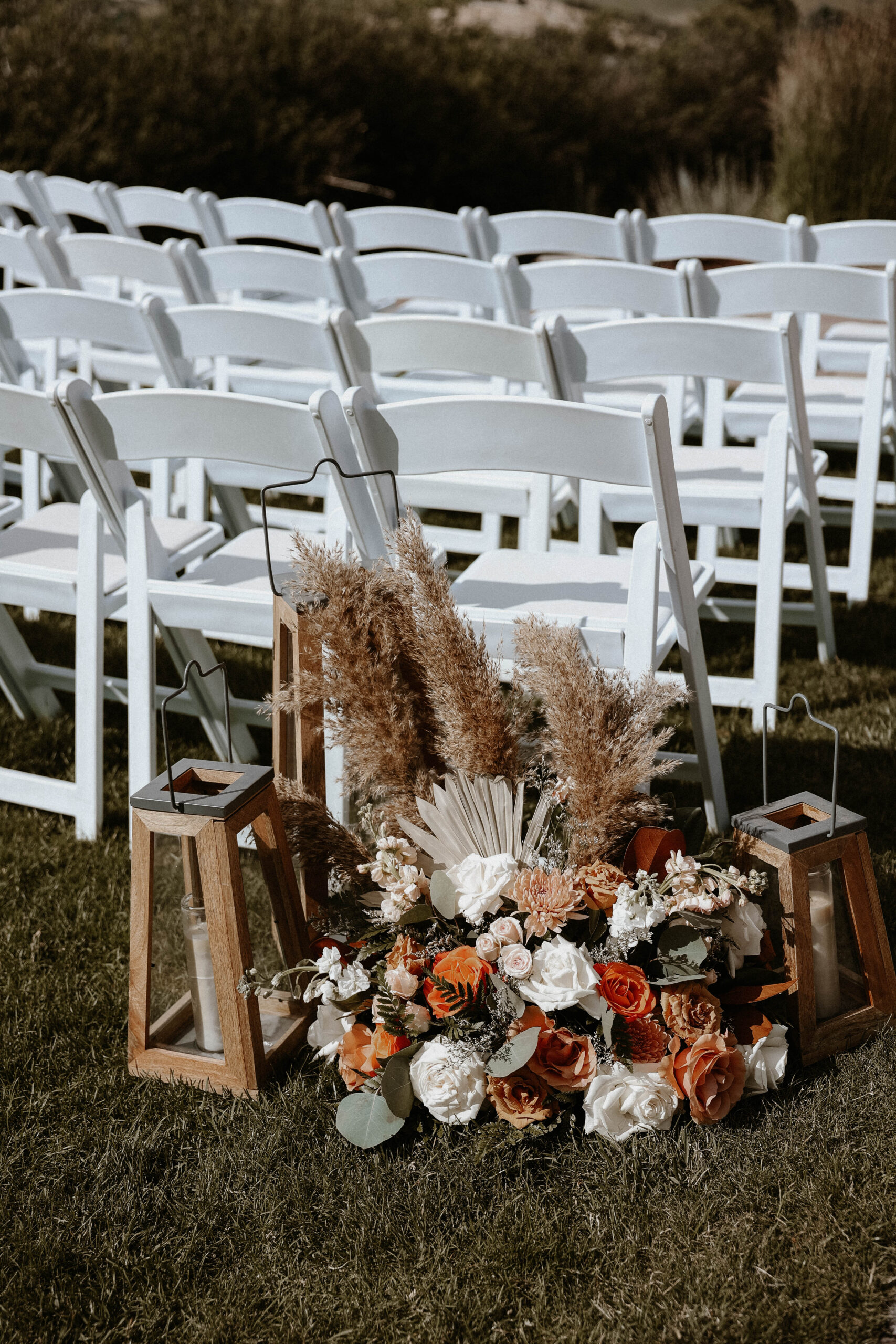 manor house wedding ceremony aisle decor 