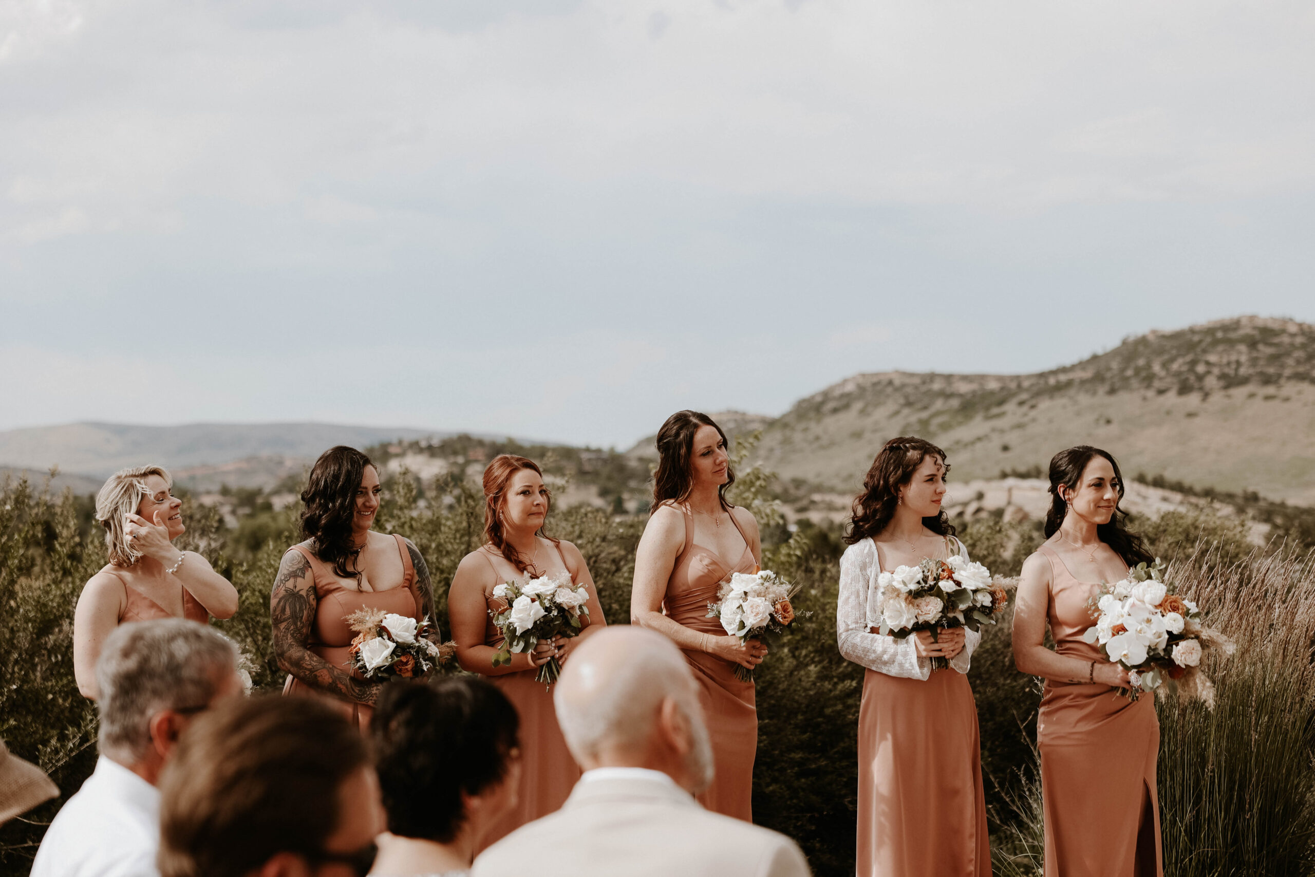 bridesmaids during the manor house wedding ceremony 