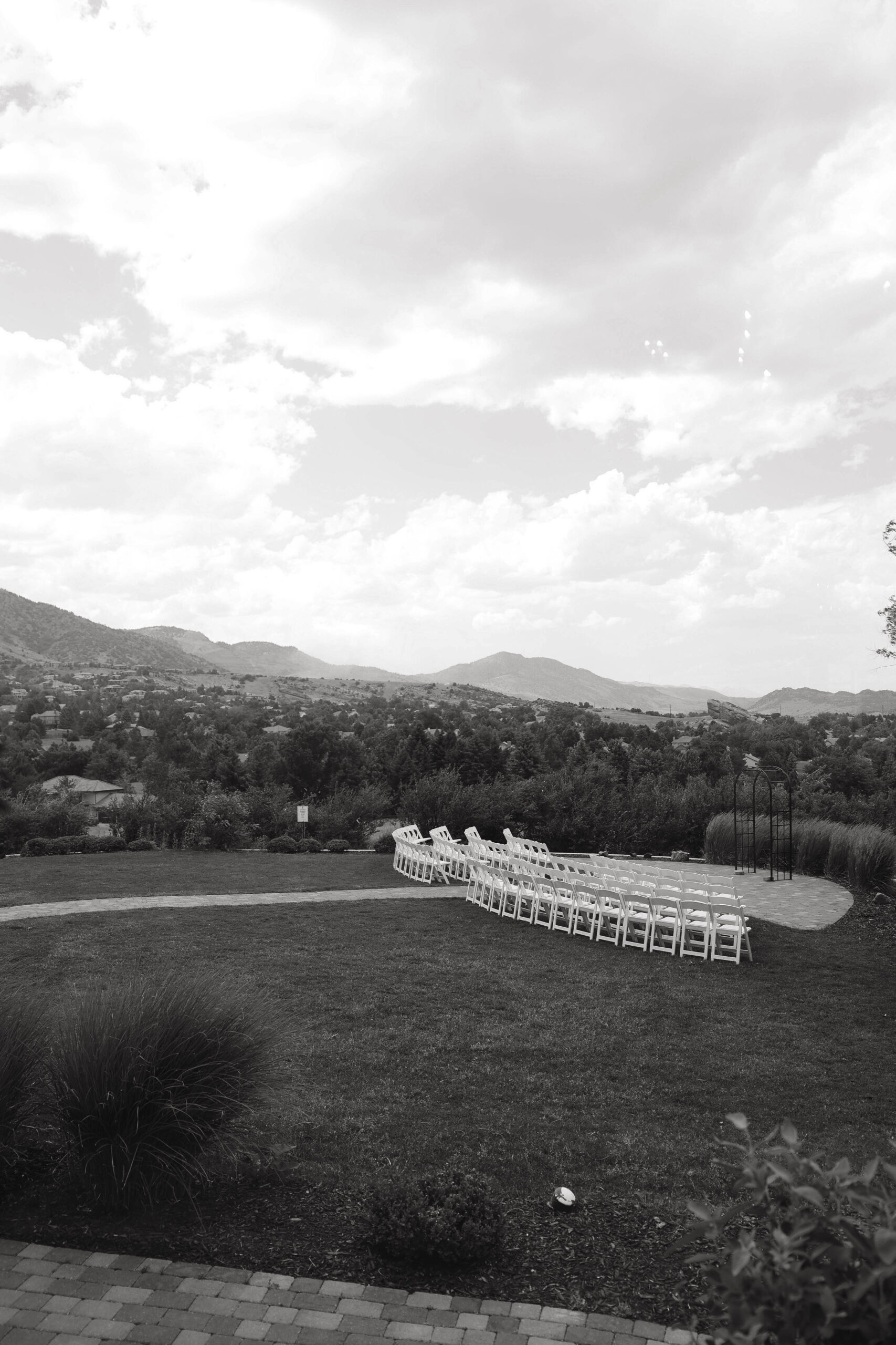 aerial view of manor house wedding ceremony space 