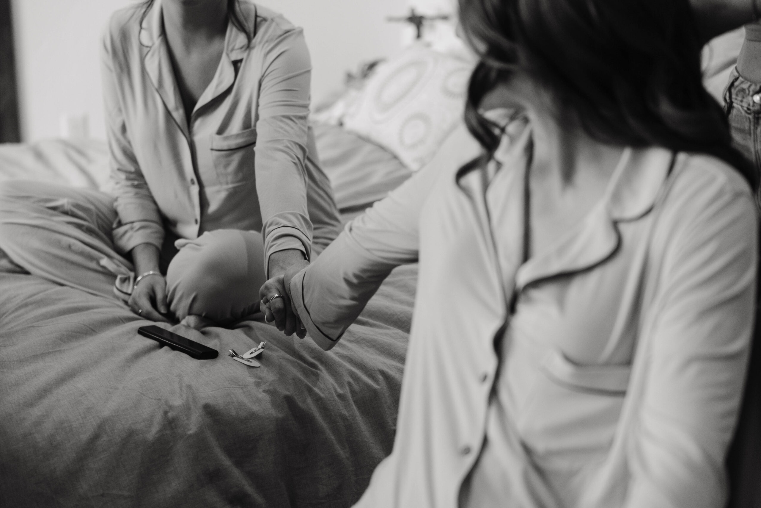 intimate moments between bride and a bridesmaid 