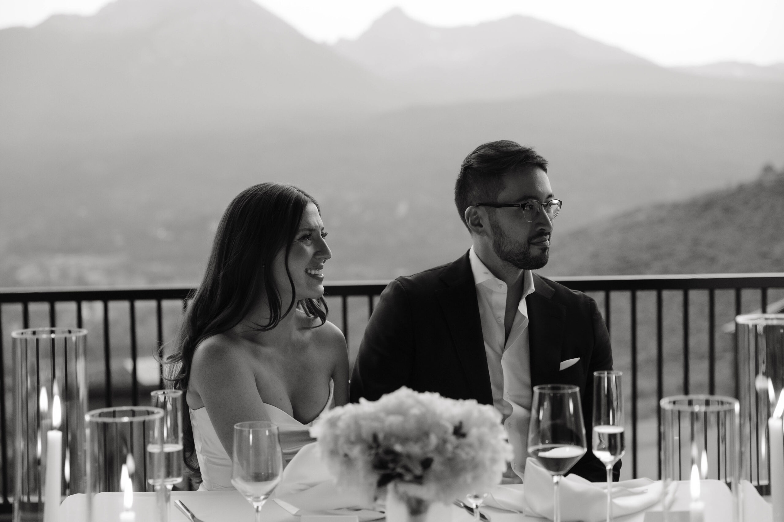 bride and groom at their head table 