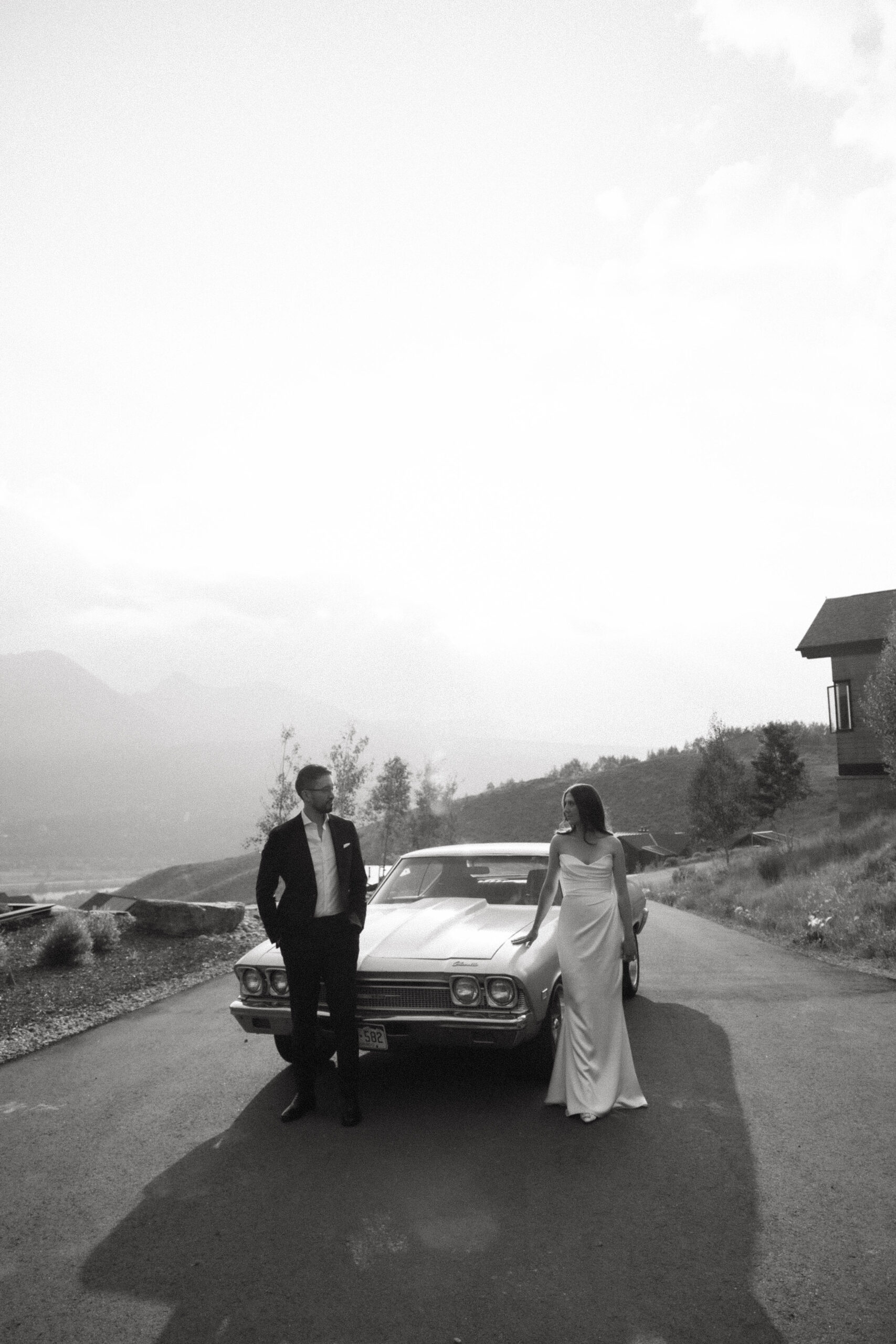 bridal portraits with a classic car