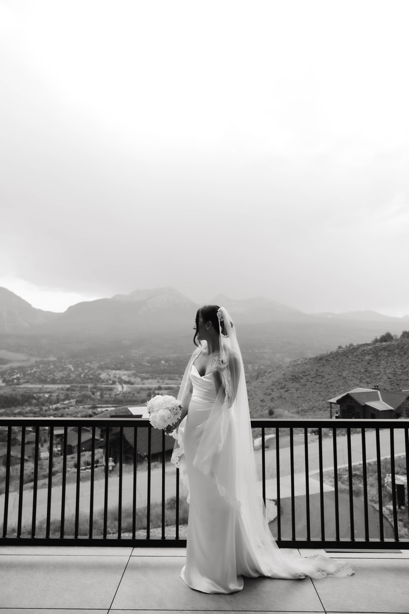 black and white bridal portrait 