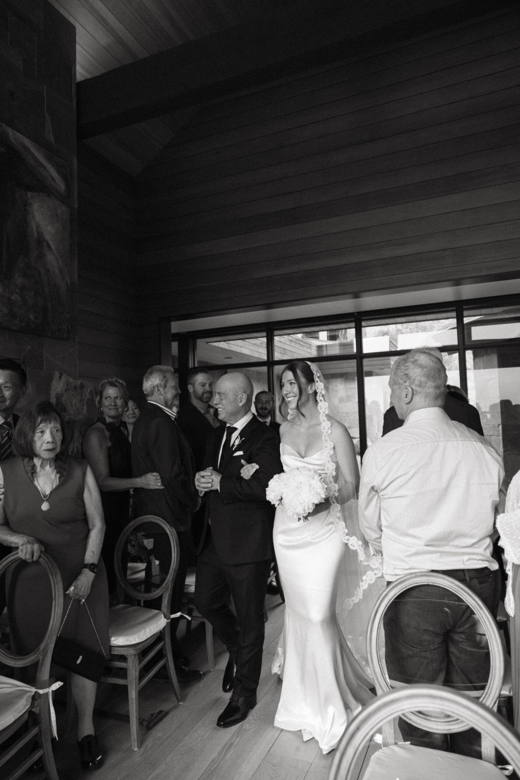 bride and her dad walking down the aisle 