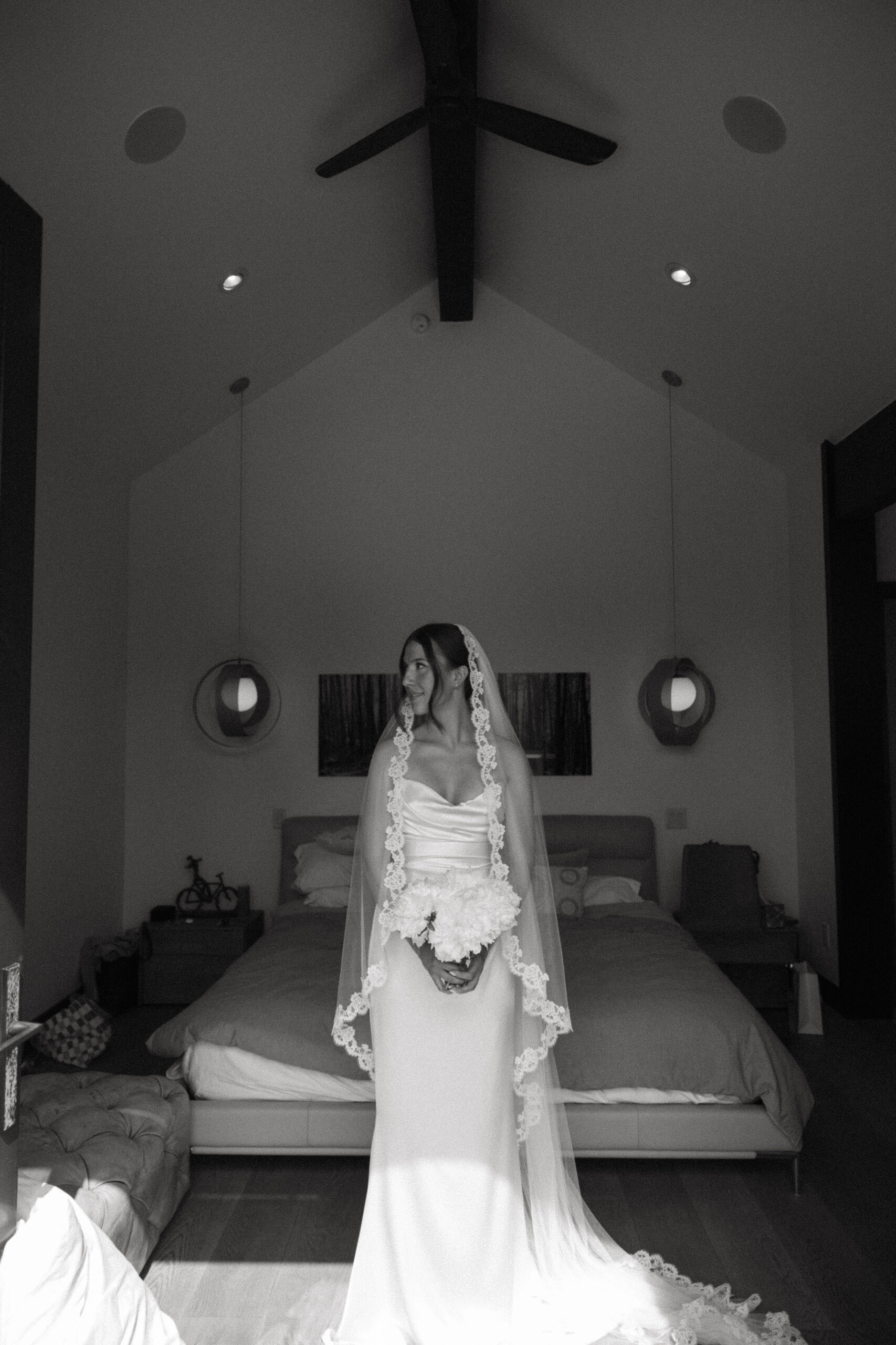 black and white bridal portrait 