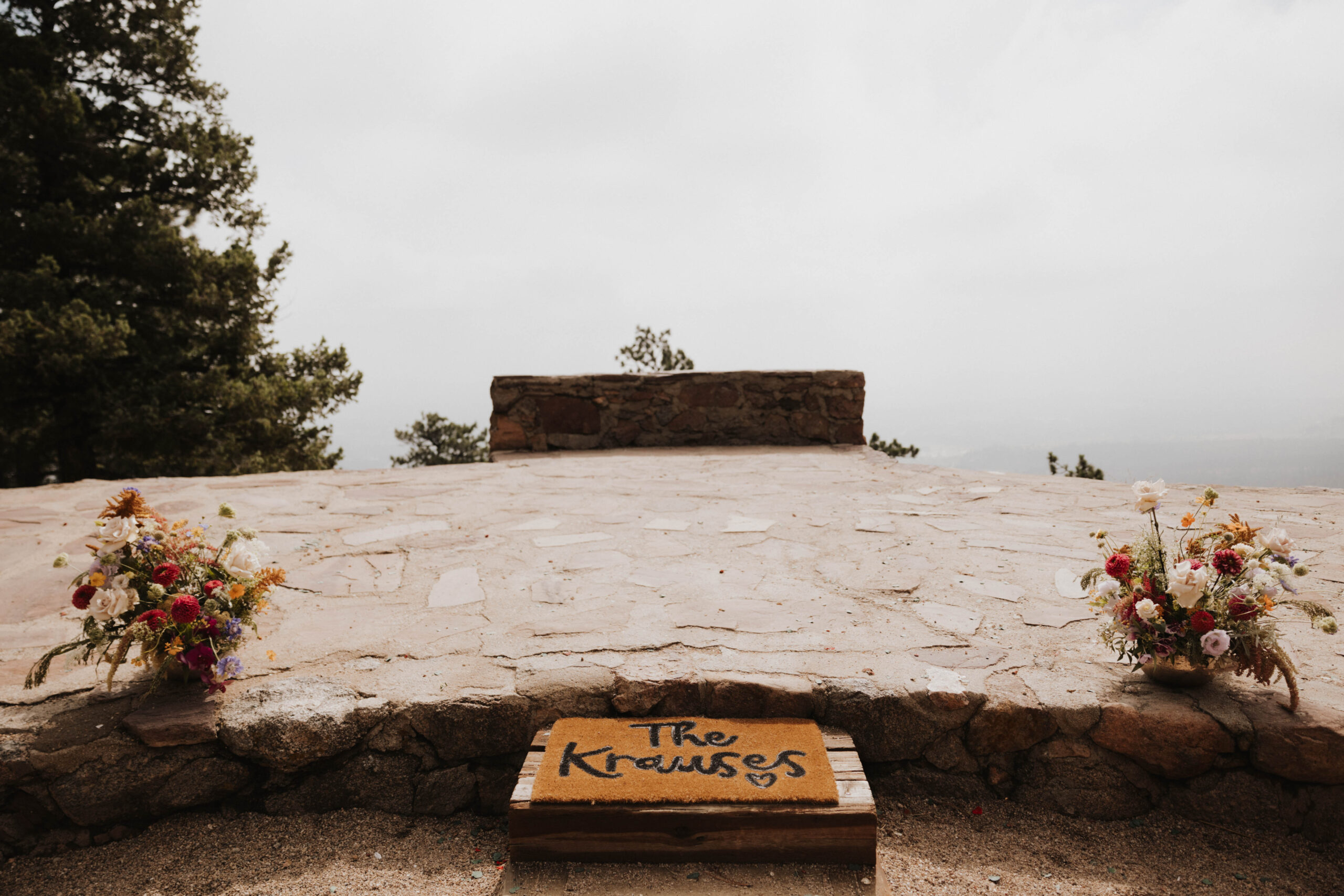 Boulder Colorado wedding ceremony space with a custom rug