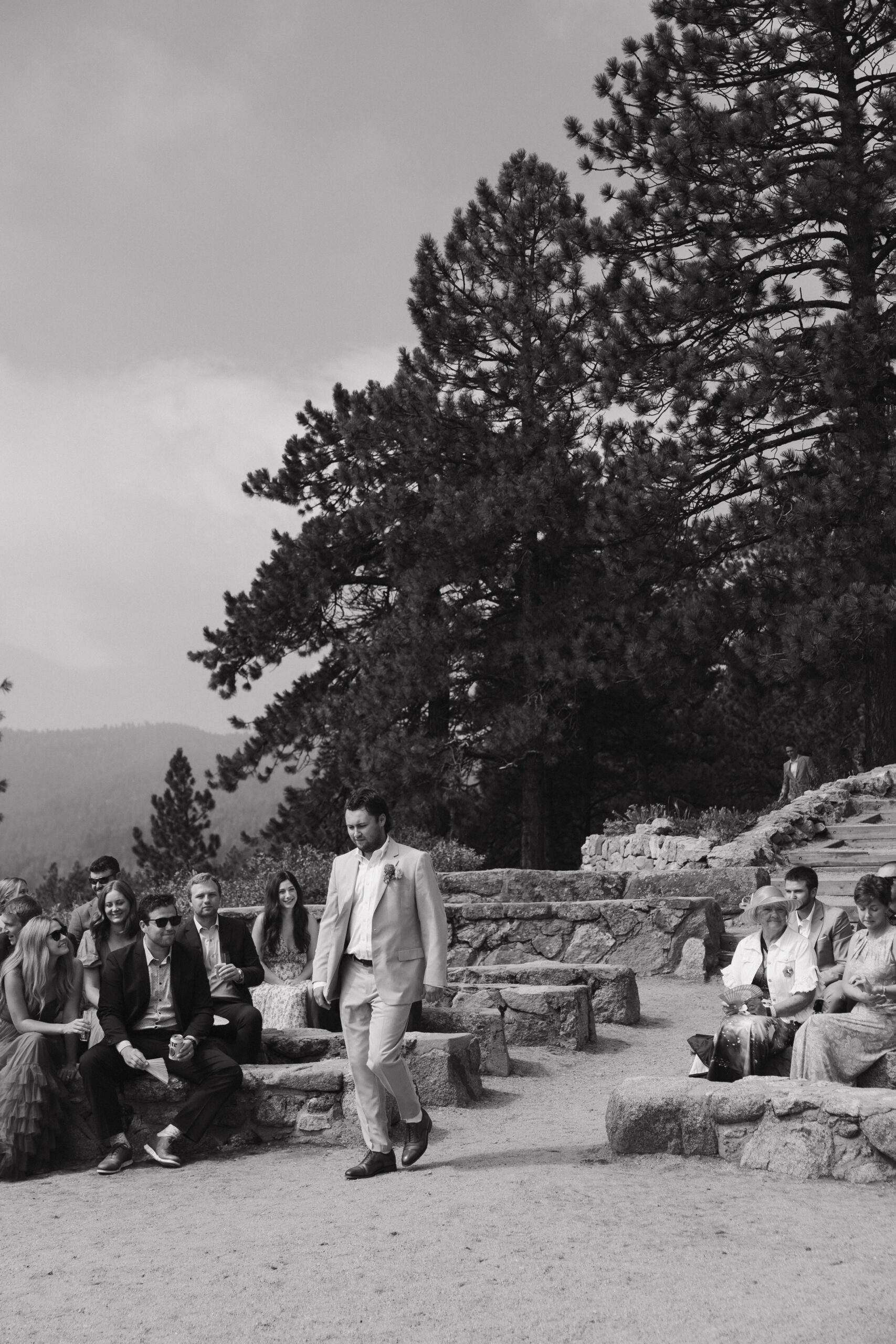 groom walking dow the aisle 