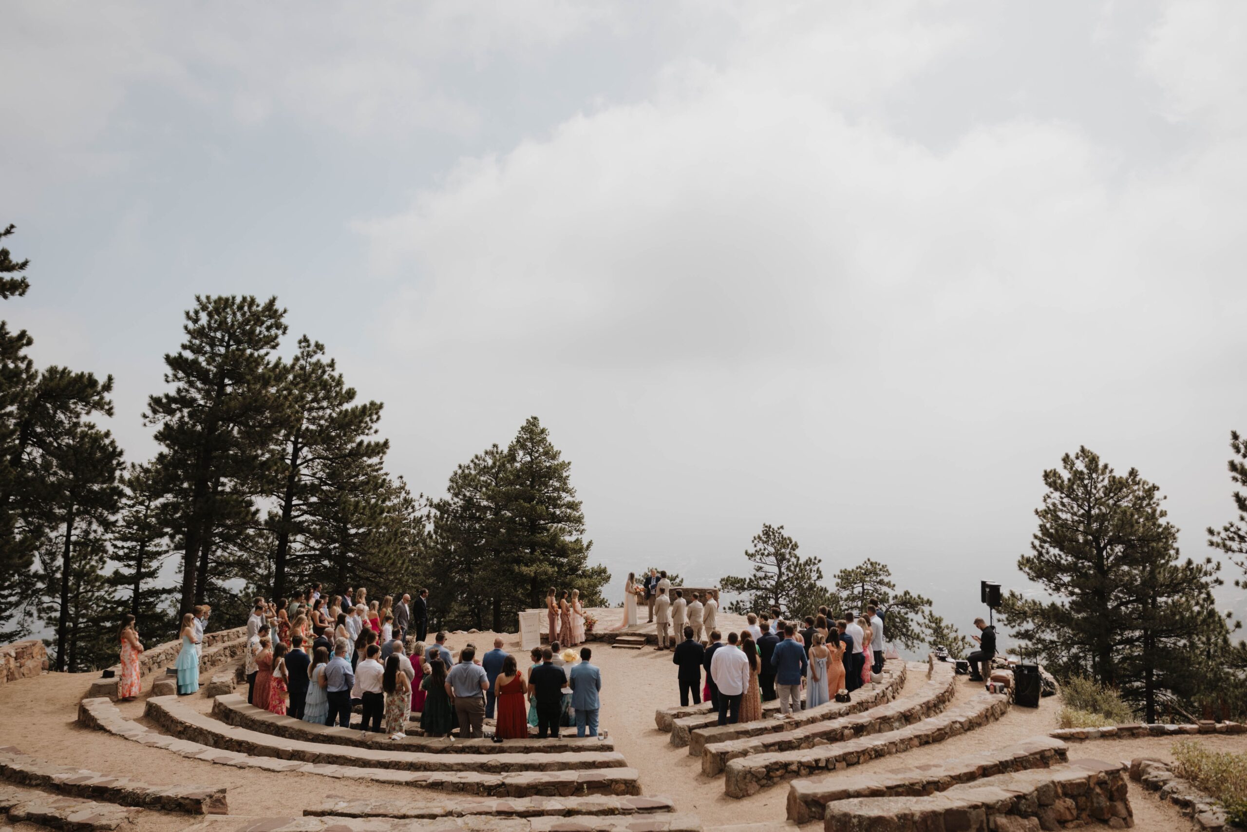 wide shot of Boulder Colorado wedding ceremony 