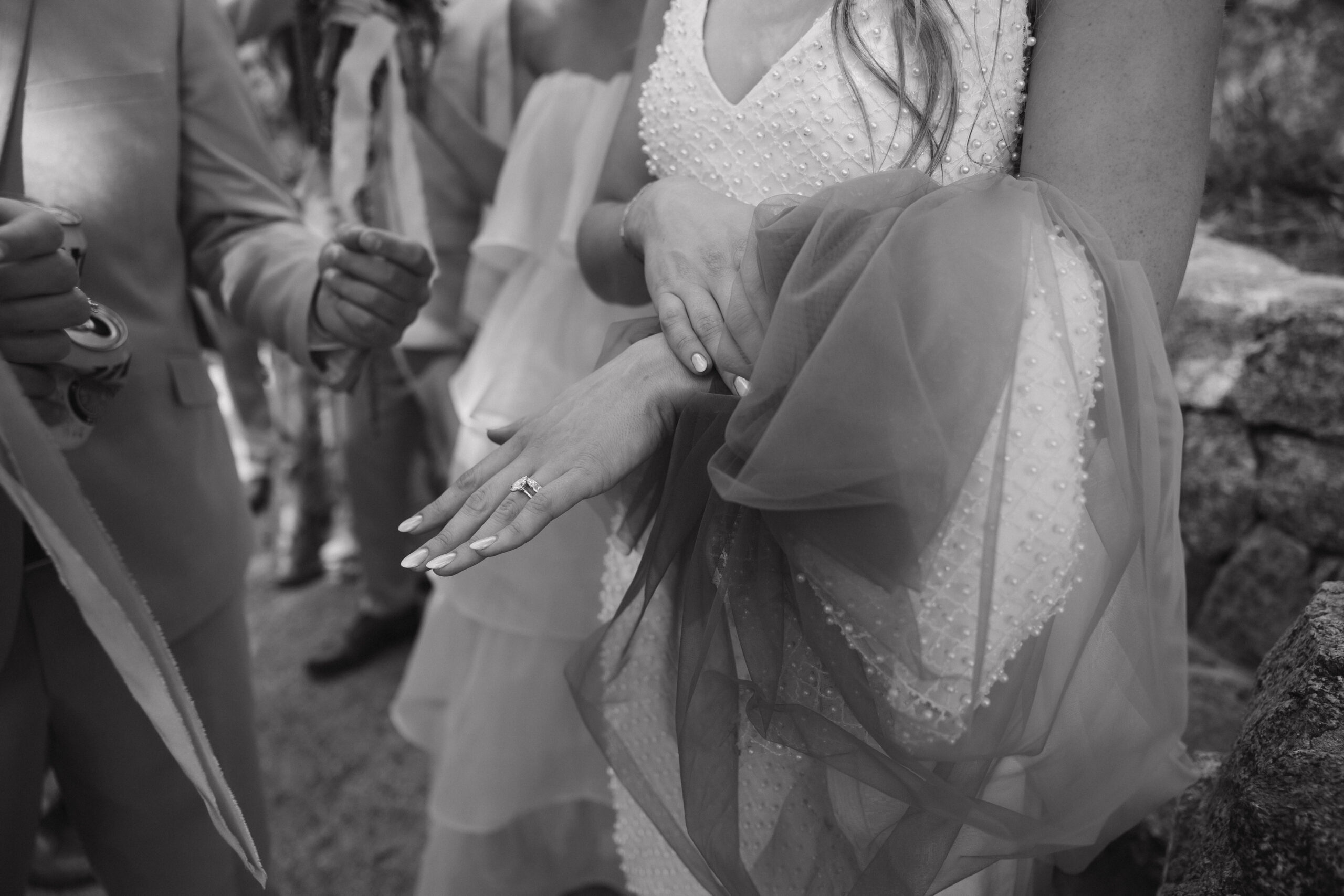 bride showing her ring 