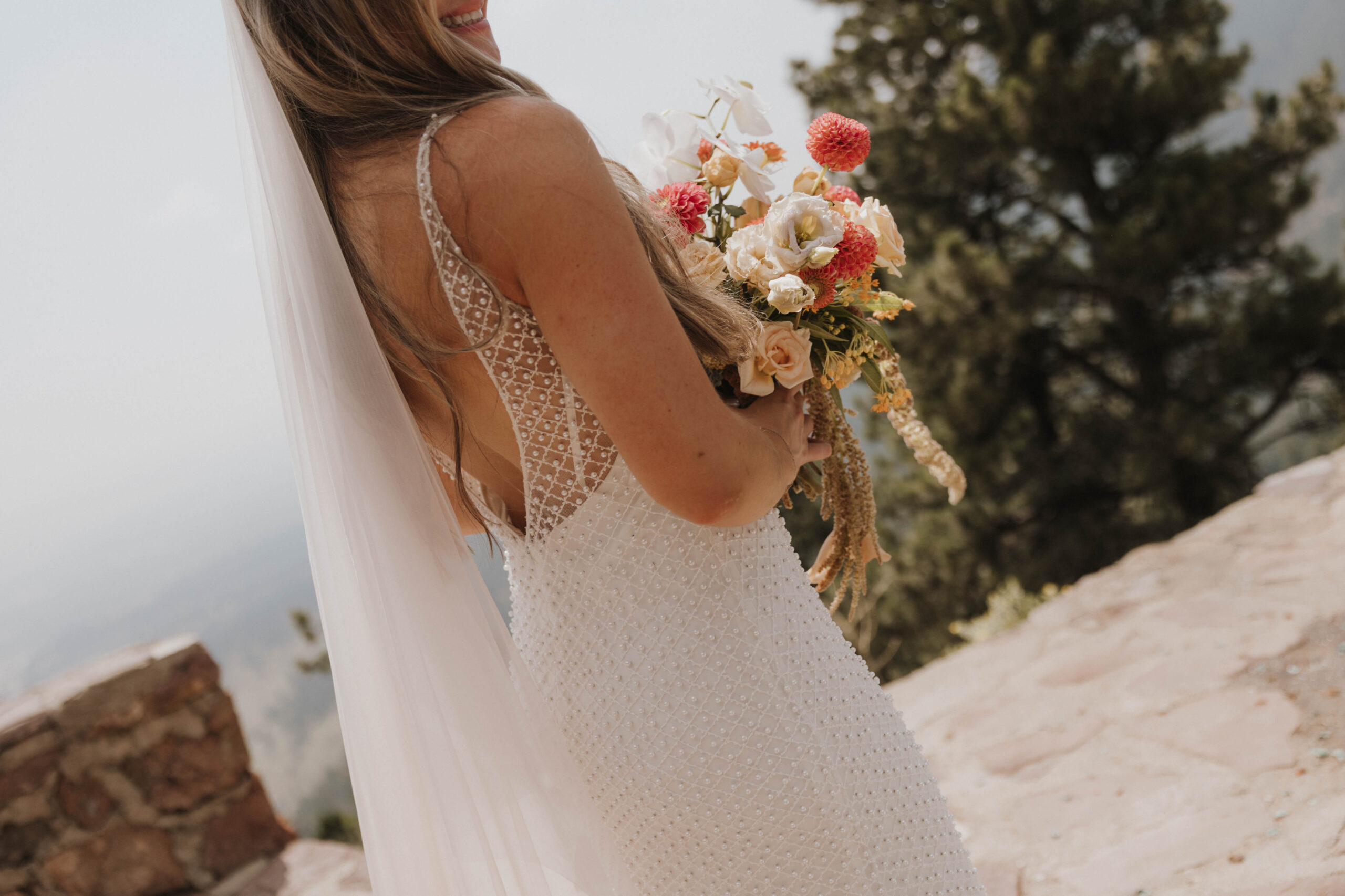 bride's wedding dress detail 