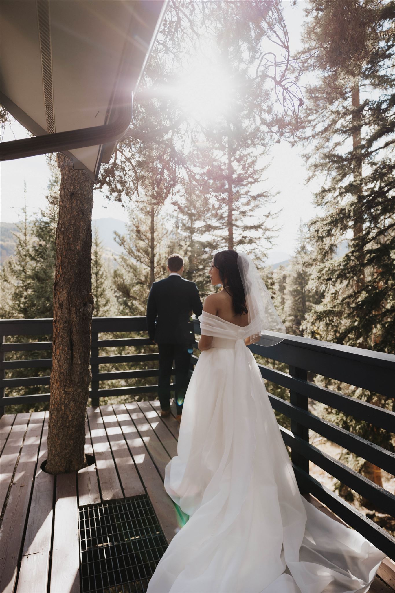 bride and groom first look for Sapphire Point Elopement