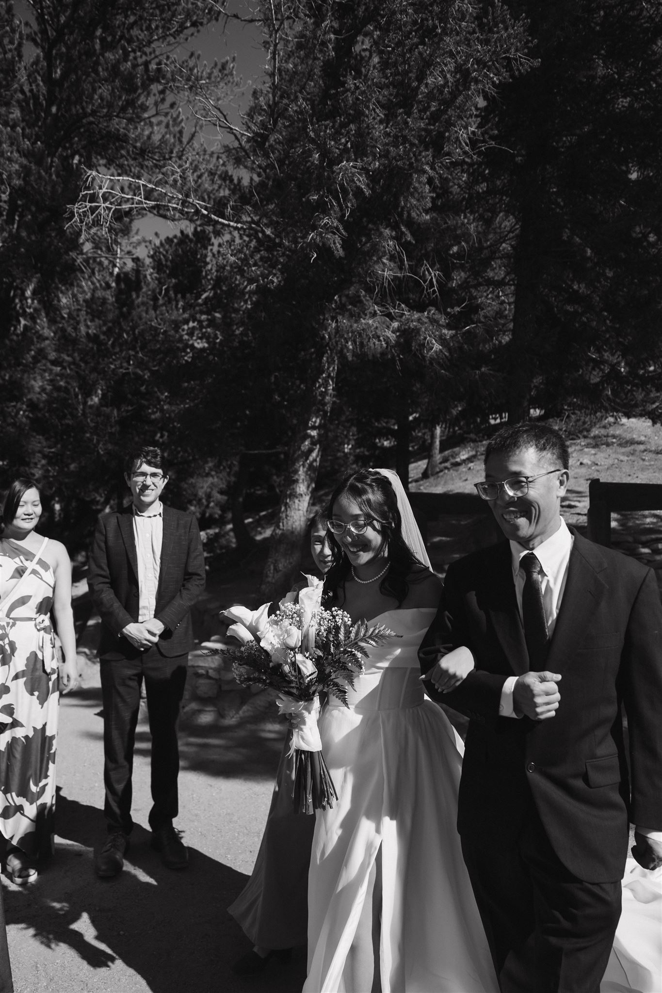 bride and dad walking to the Sapphire Point Elopement ceremony