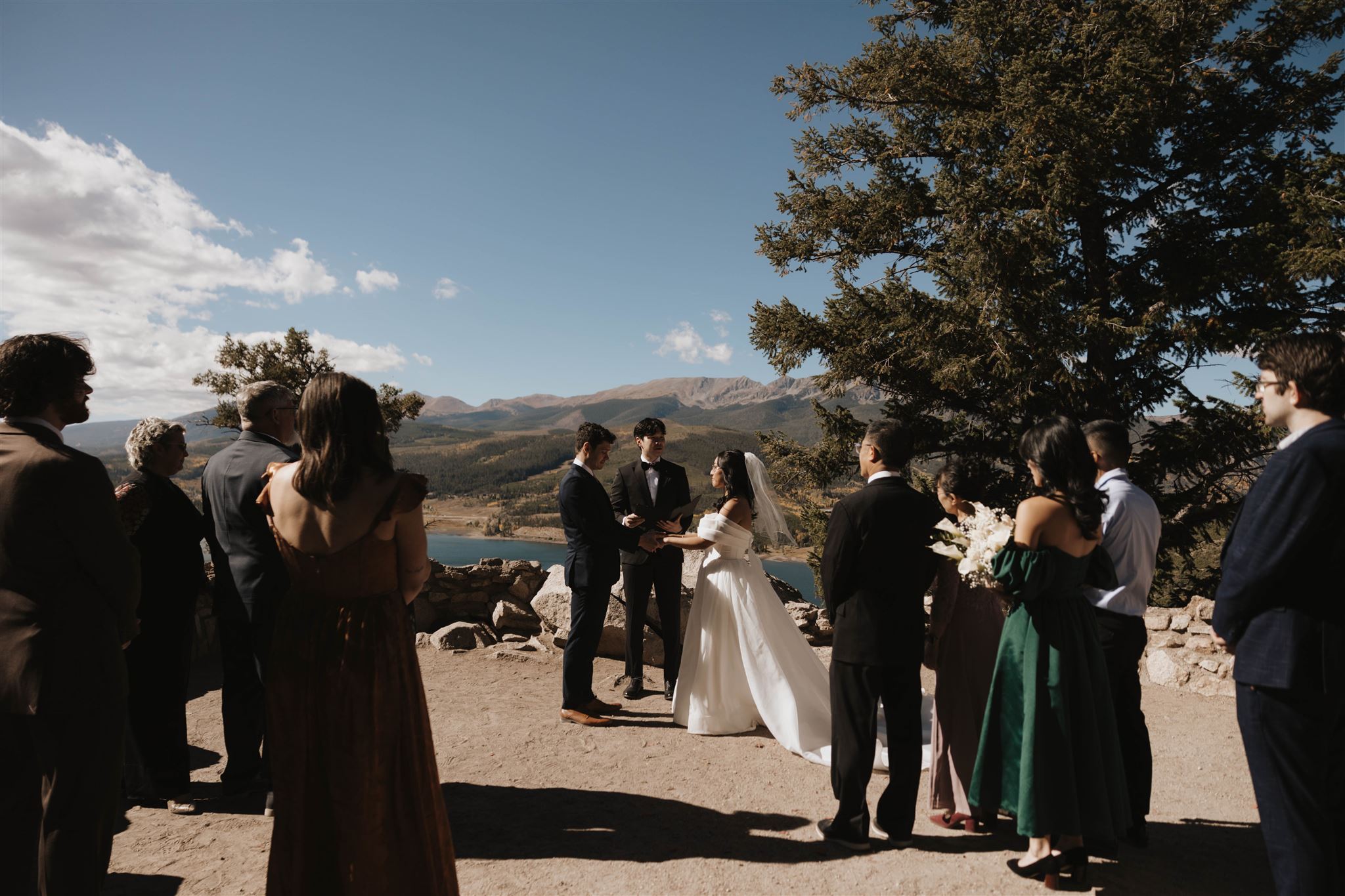 Sapphire Point Elopement ceremony with the views and guests 