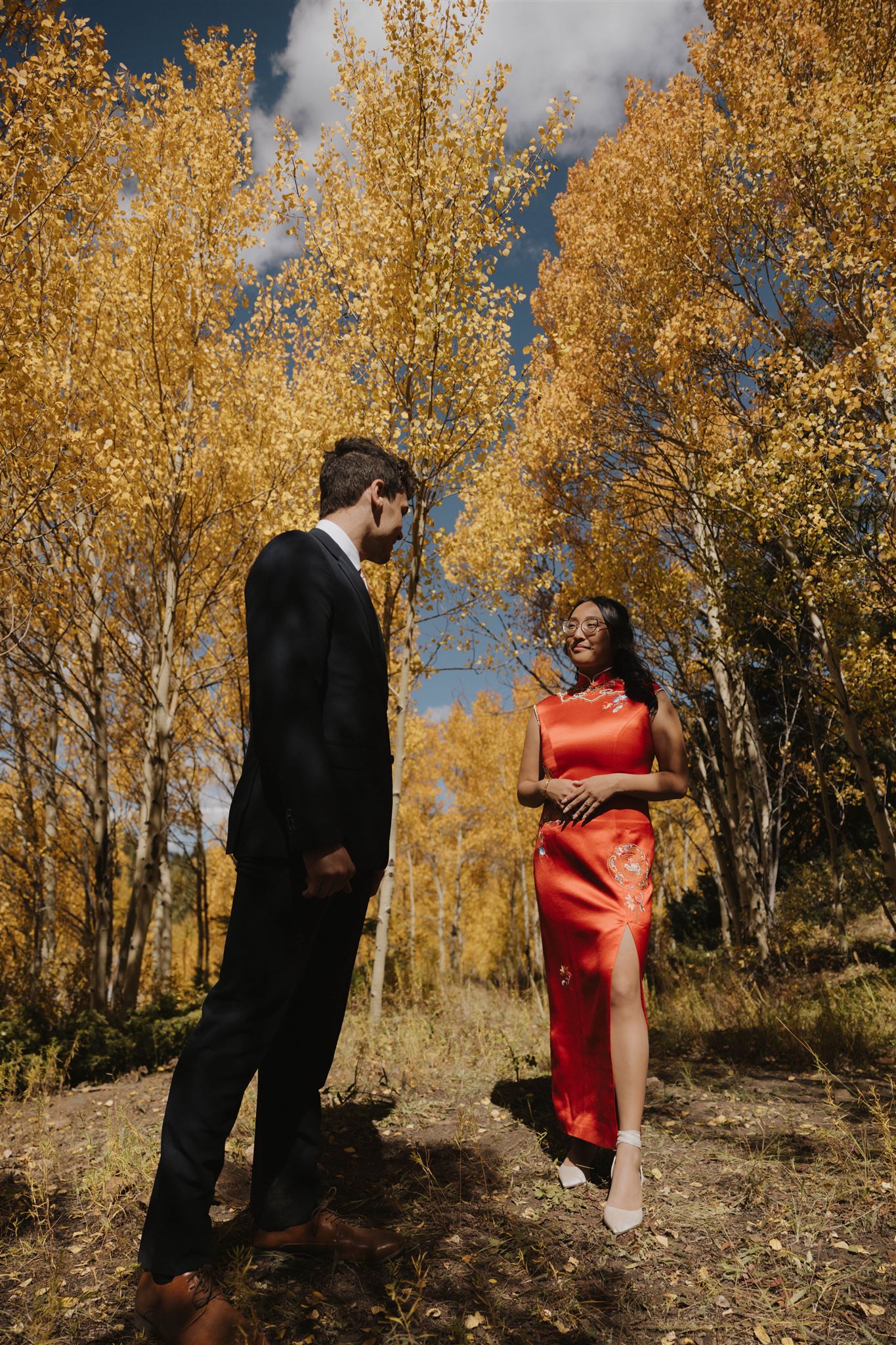 bride and groom portrait in bride's traditional dress