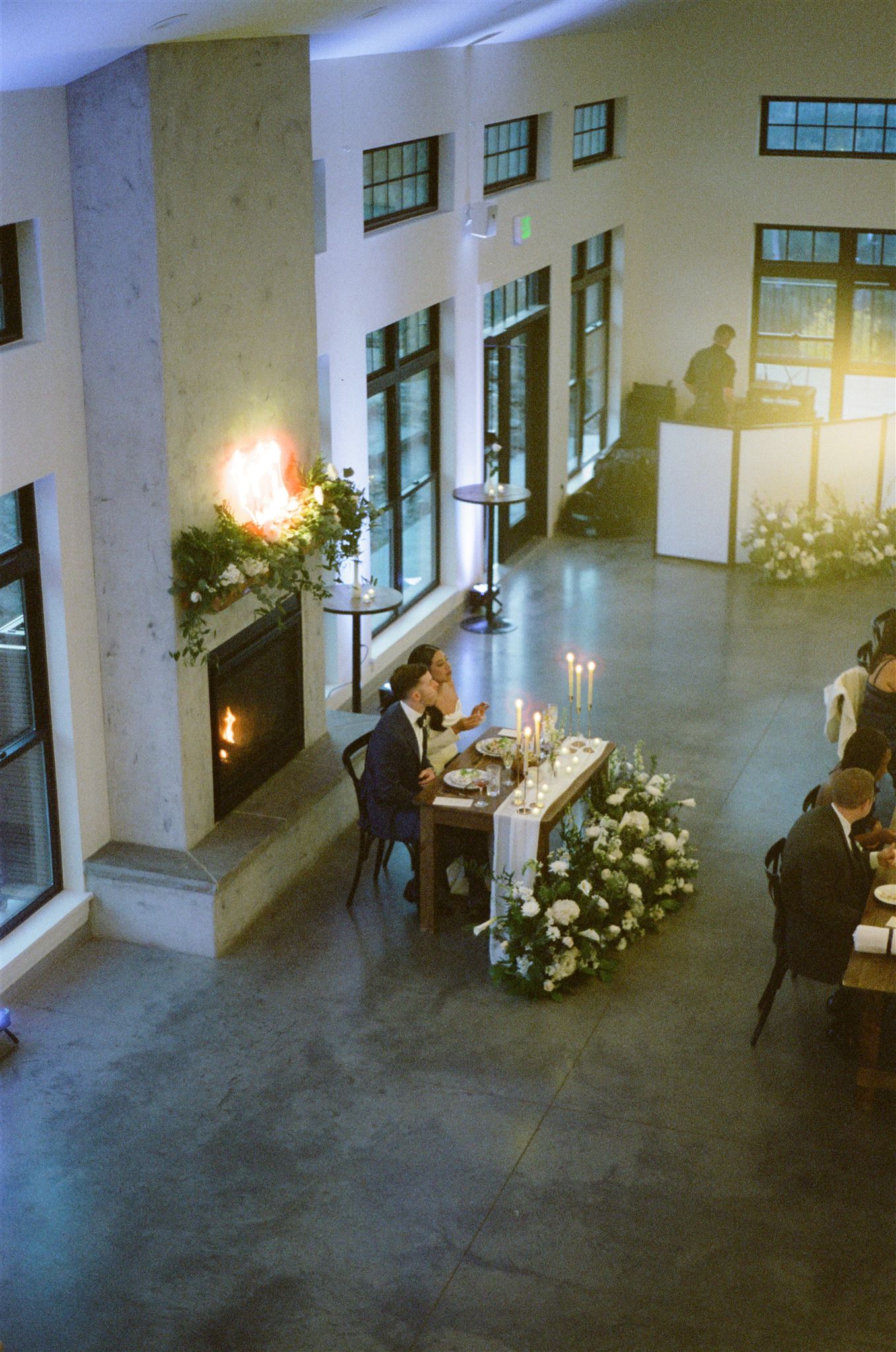 bride and groom at the Luxury Micro Wedding reception on film