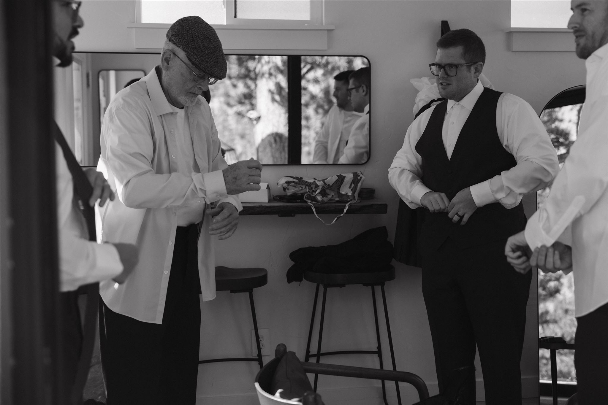 groom and his family getting ready 