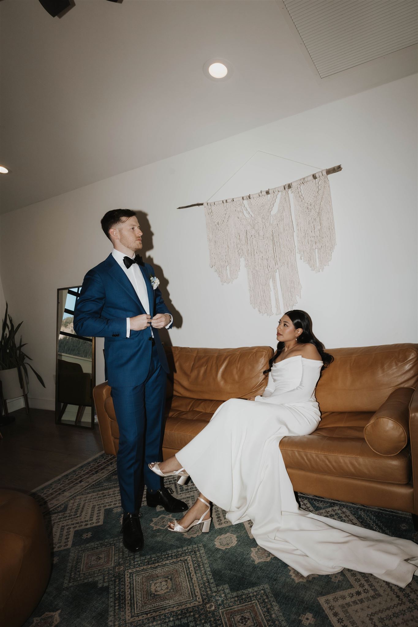 editorial bride and groom portrait 