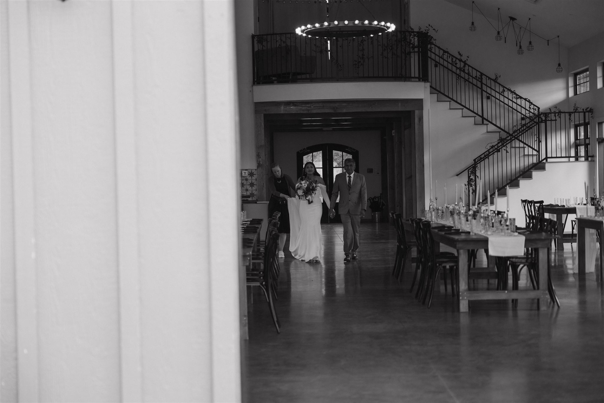 bride and her father walking to the ceremony 