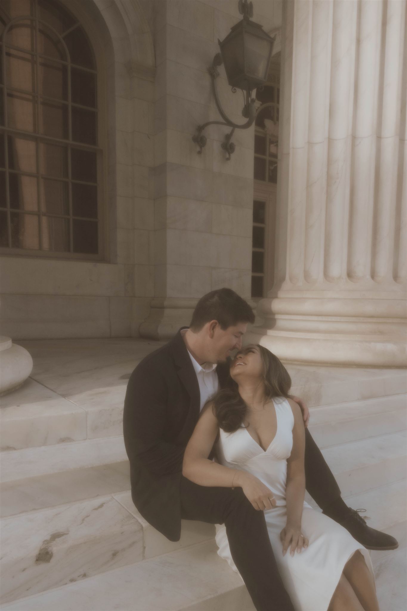 vintage and Elegant Engagement Photo at the Denver courthouse 