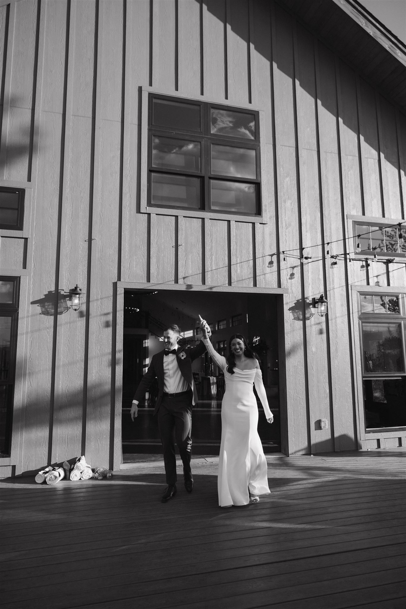 bride and groom walking into the Luxury Micro Wedding reception