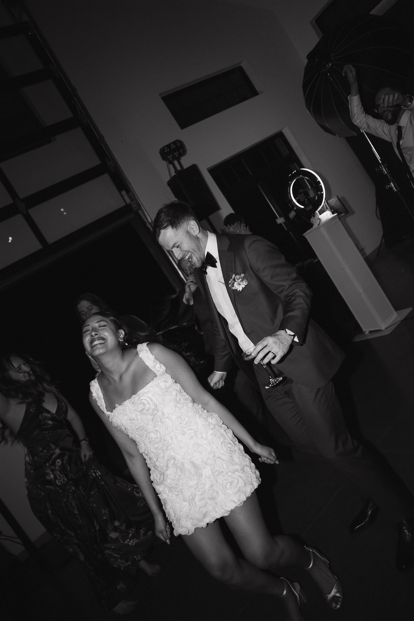 bride and groom dancing together at Luxury Micro Wedding reception