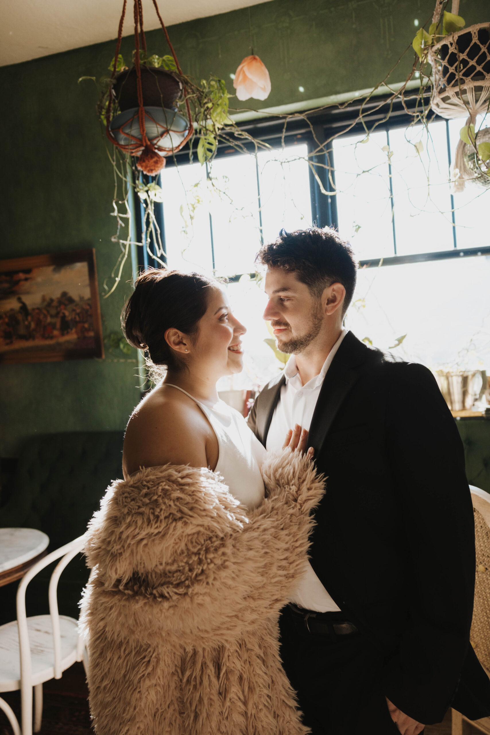 newly engaged couple standing together at their Denver Engagement Photo Location