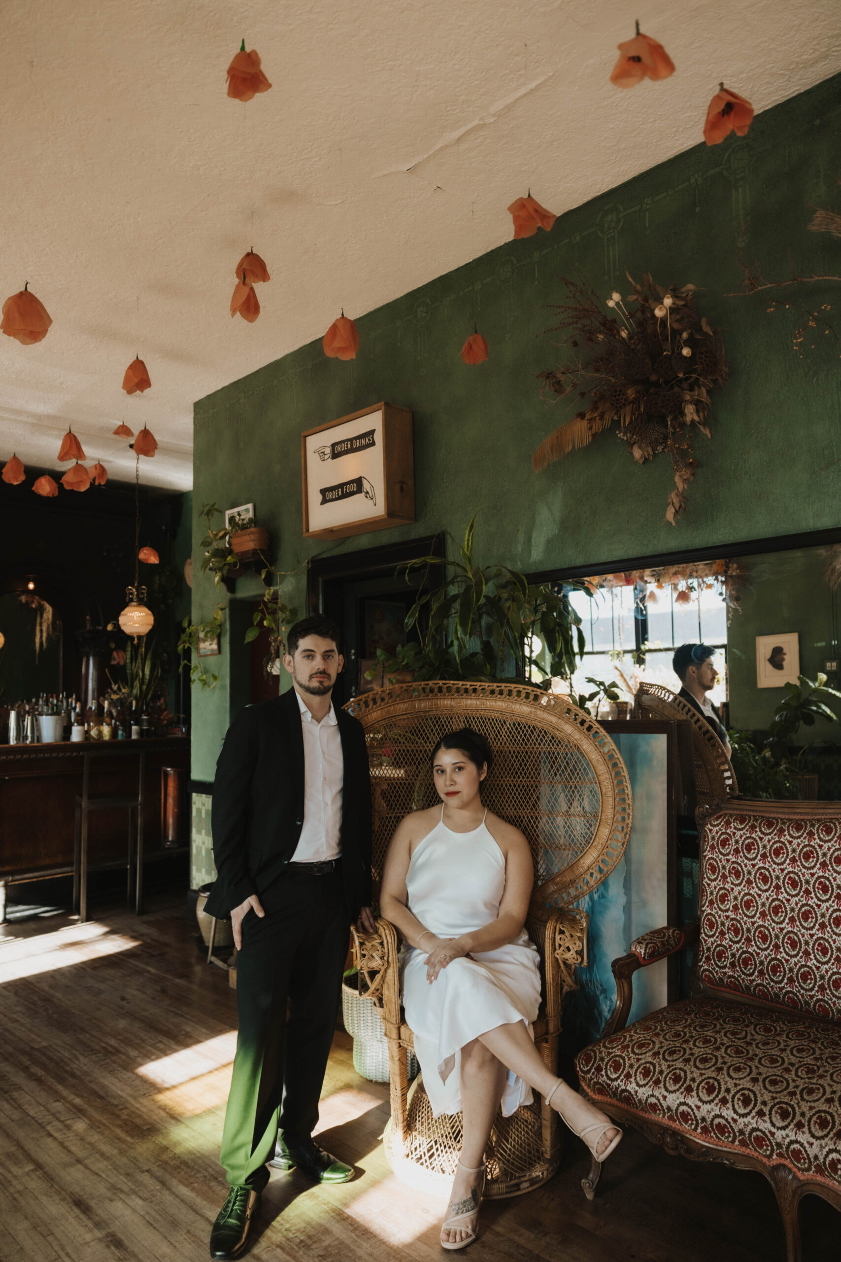 newly engaged couple posing at their Denver Engagement Photo Location